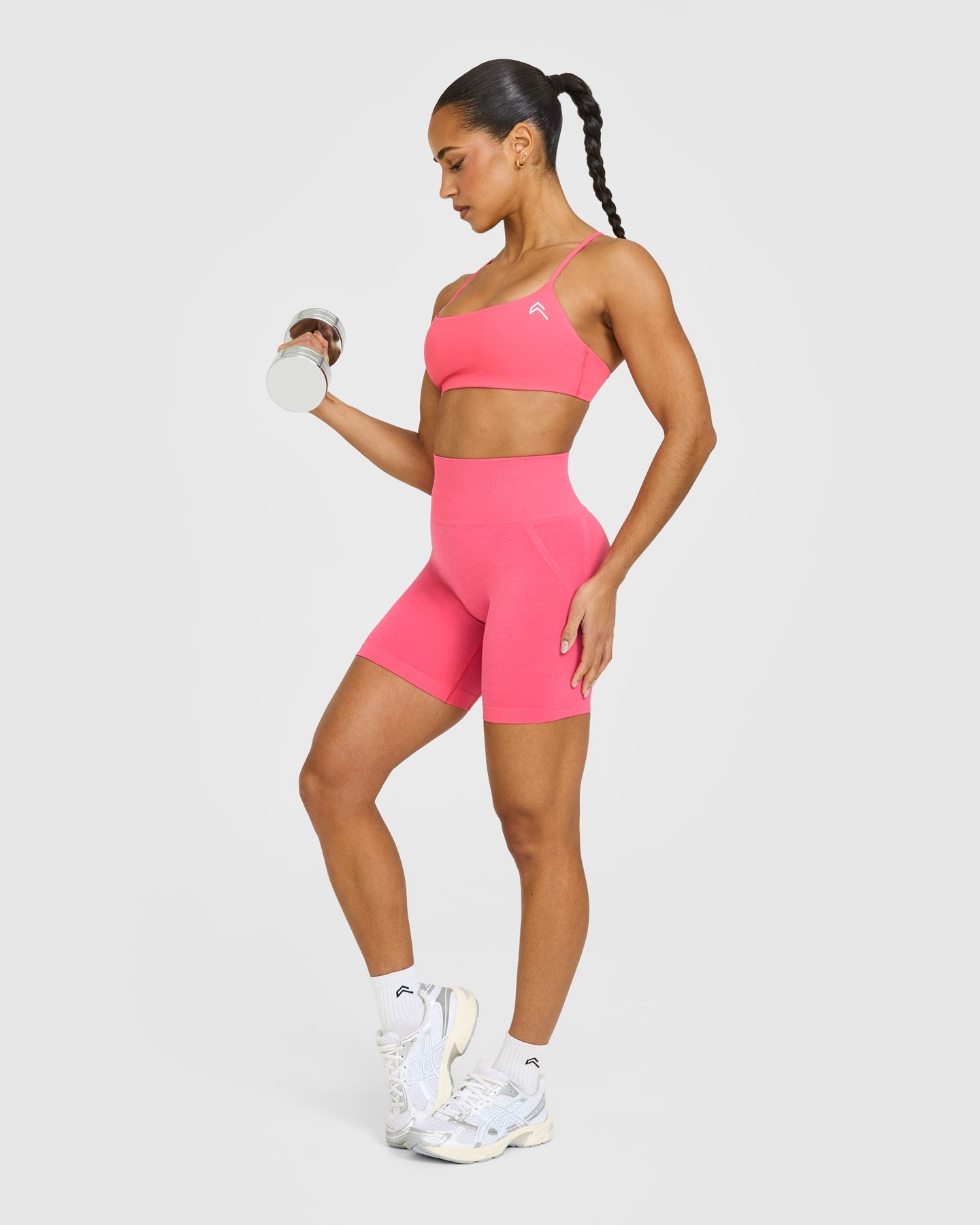 EffortlessLift Seamless Shorts with White Logo | Hot Girl Pink - Image 3