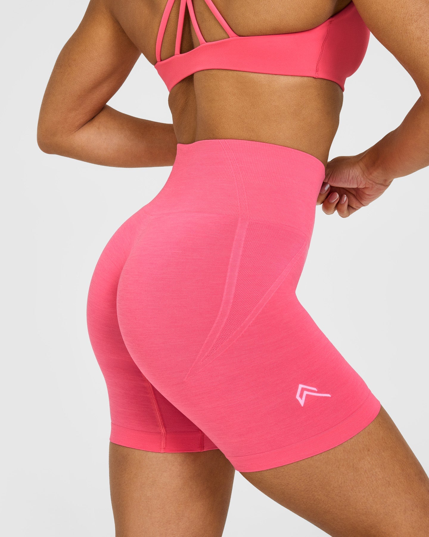 EffortlessLift Seamless Shorts with White Logo | Hot Girl Pink - Image 4