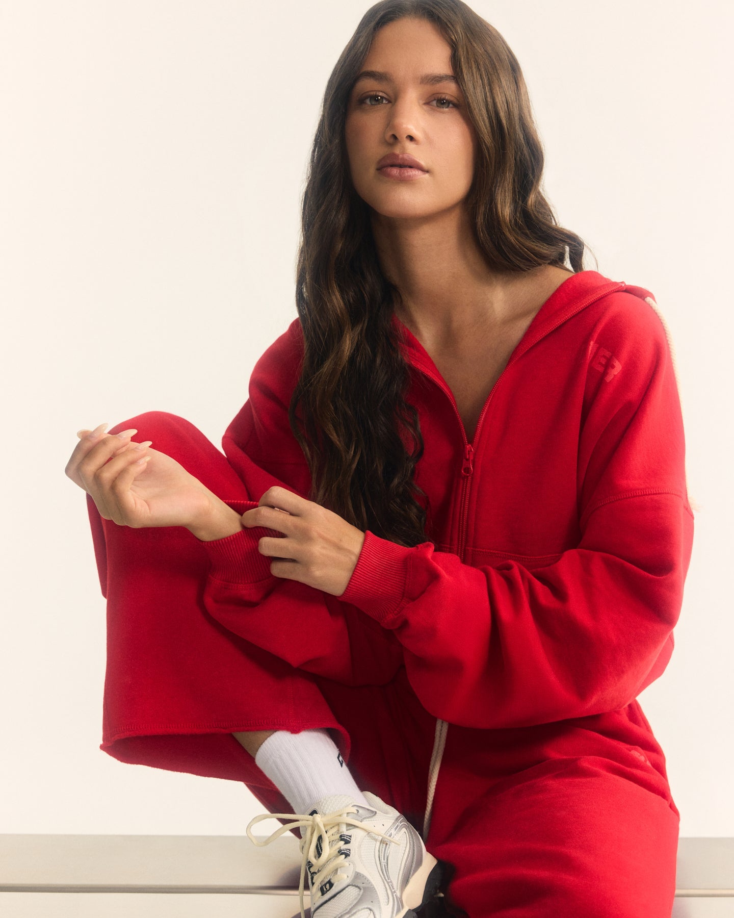 Raw Lounge Oversized Zip Hoodie | Washed Fiery Red - Image 2