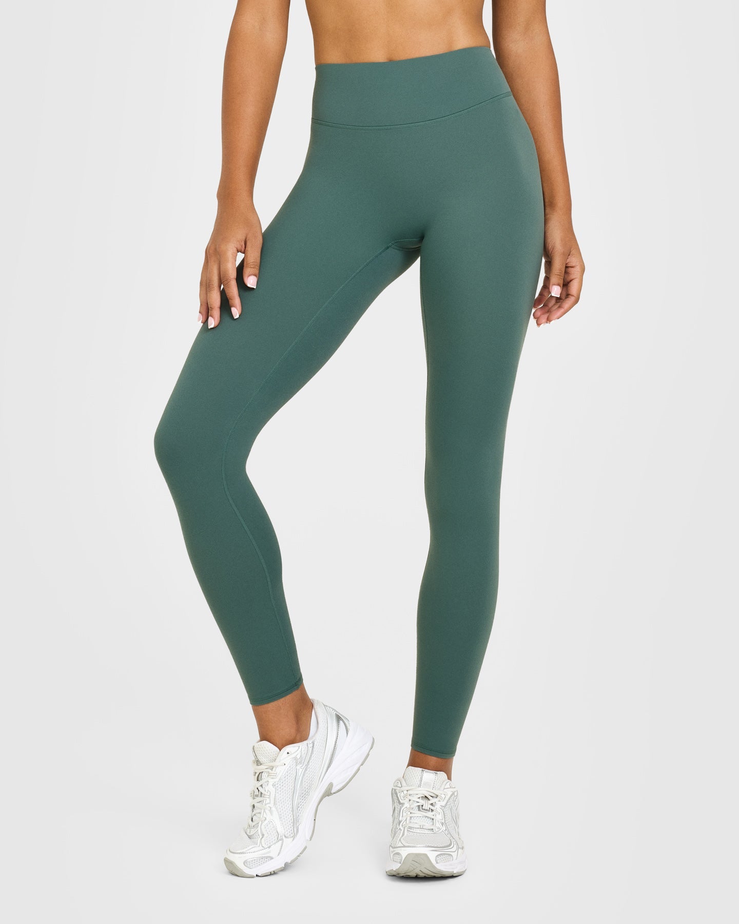 SoftMotion High Waisted Leggings with White Logo | Iced Green - Image 2