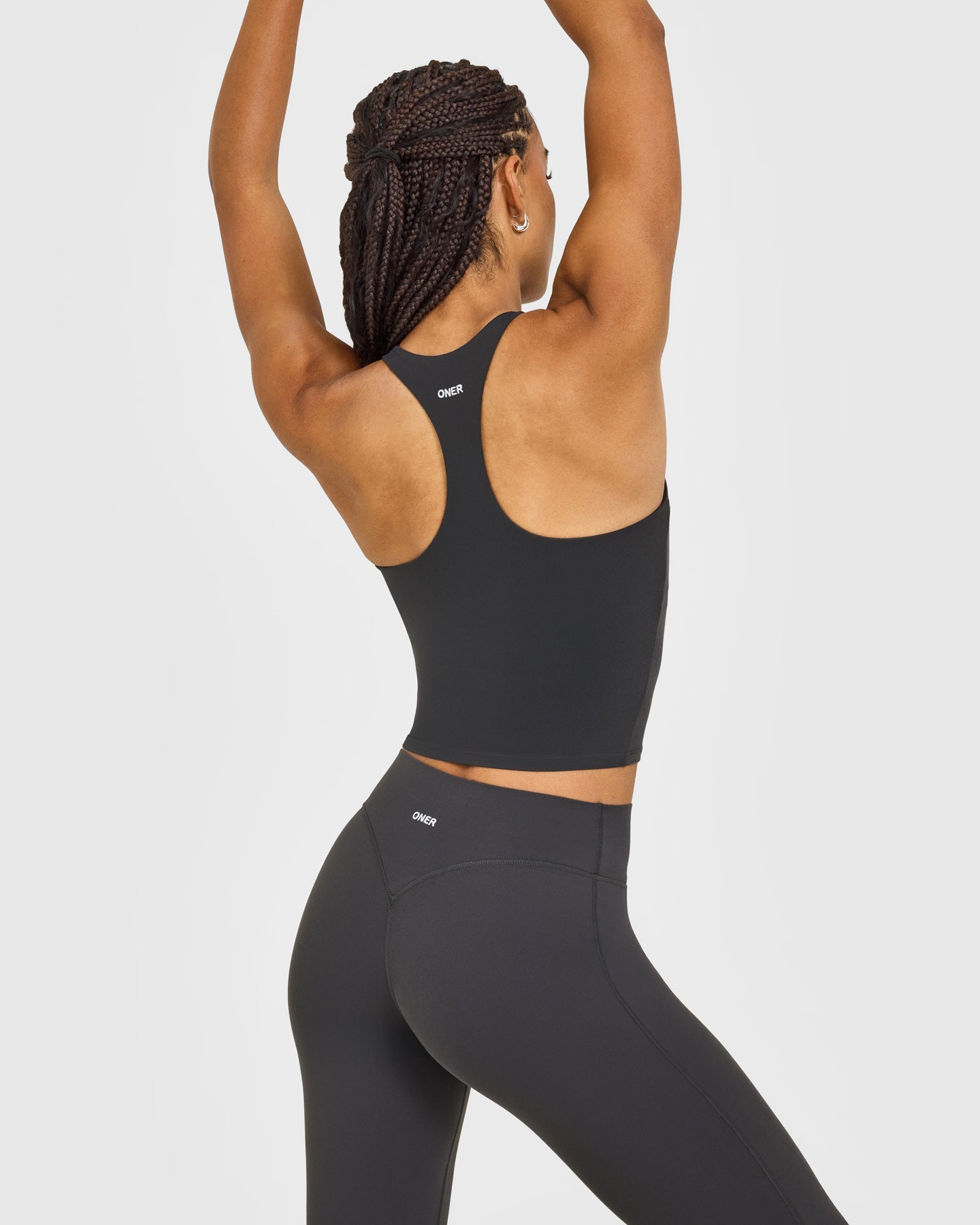 SoftMotion Racer Back Mid Vest with Built in Bra Shelf with White Logo | Coal - Image 2