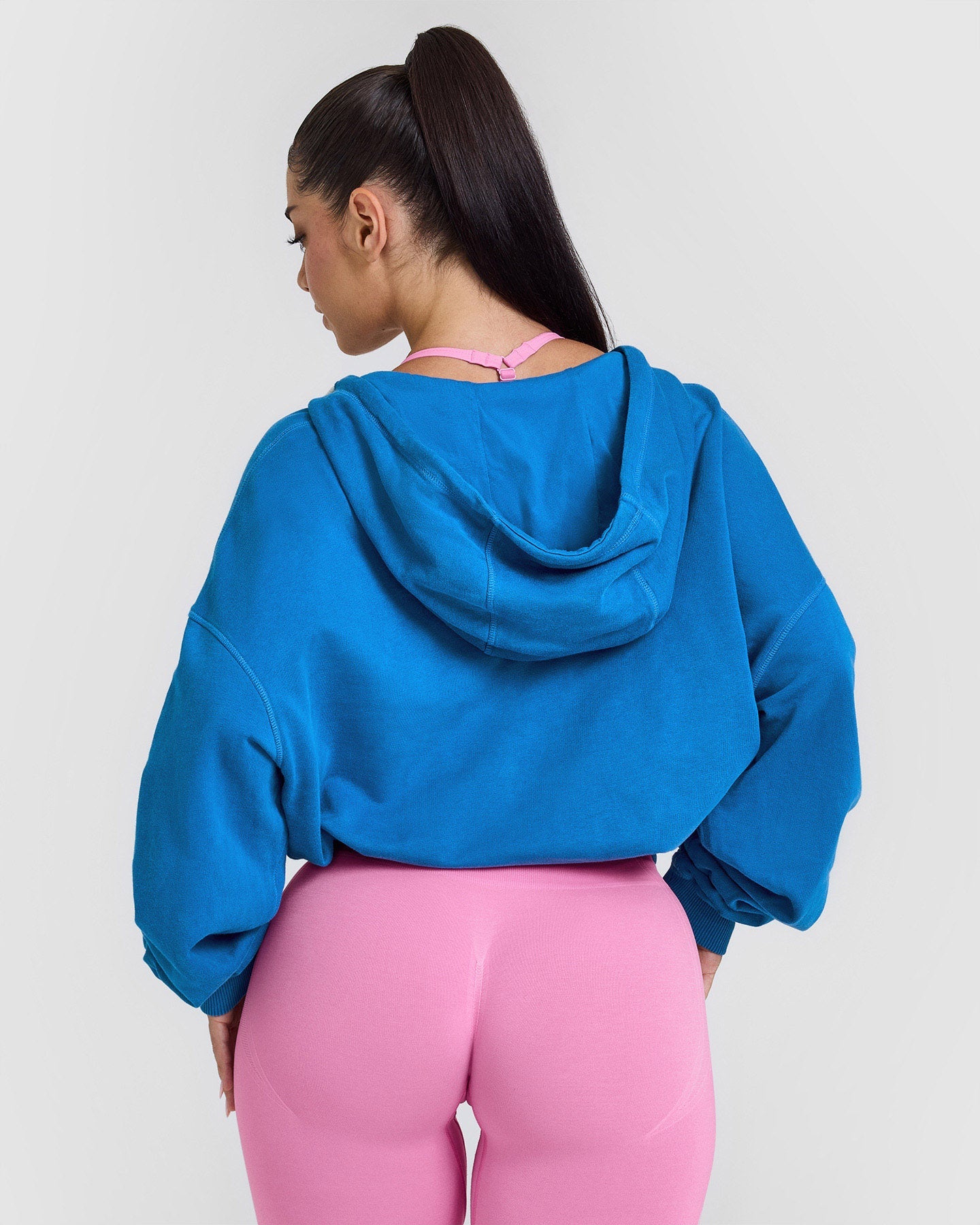 Raw Lounge Oversized Zip Through Hoodie with Graphic | Retro Blue - Image 2