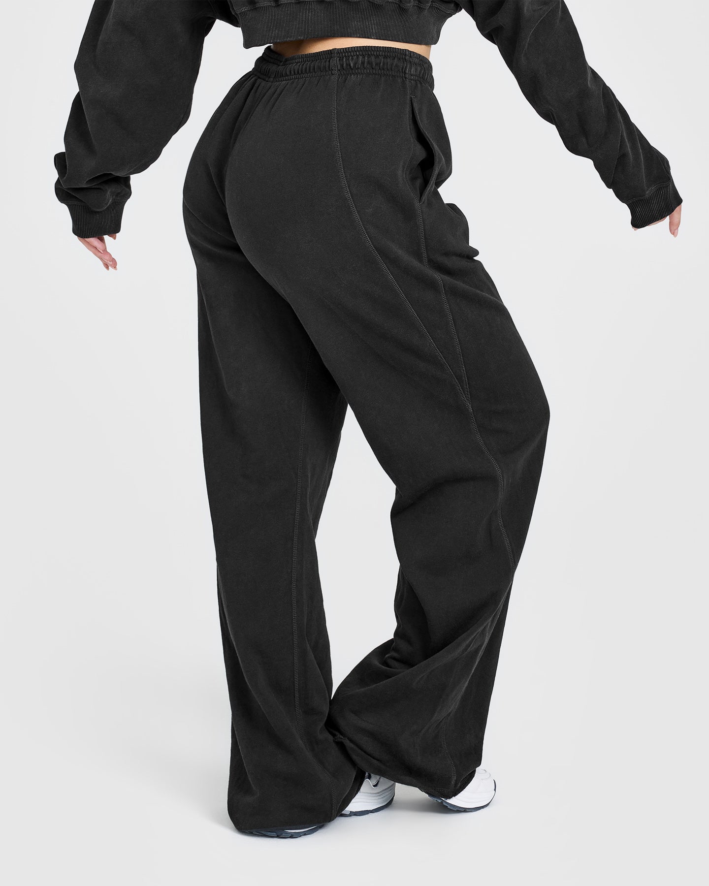 Raw Lounge Wide Leg Joggers with Graphic | Washed Black - Image 2