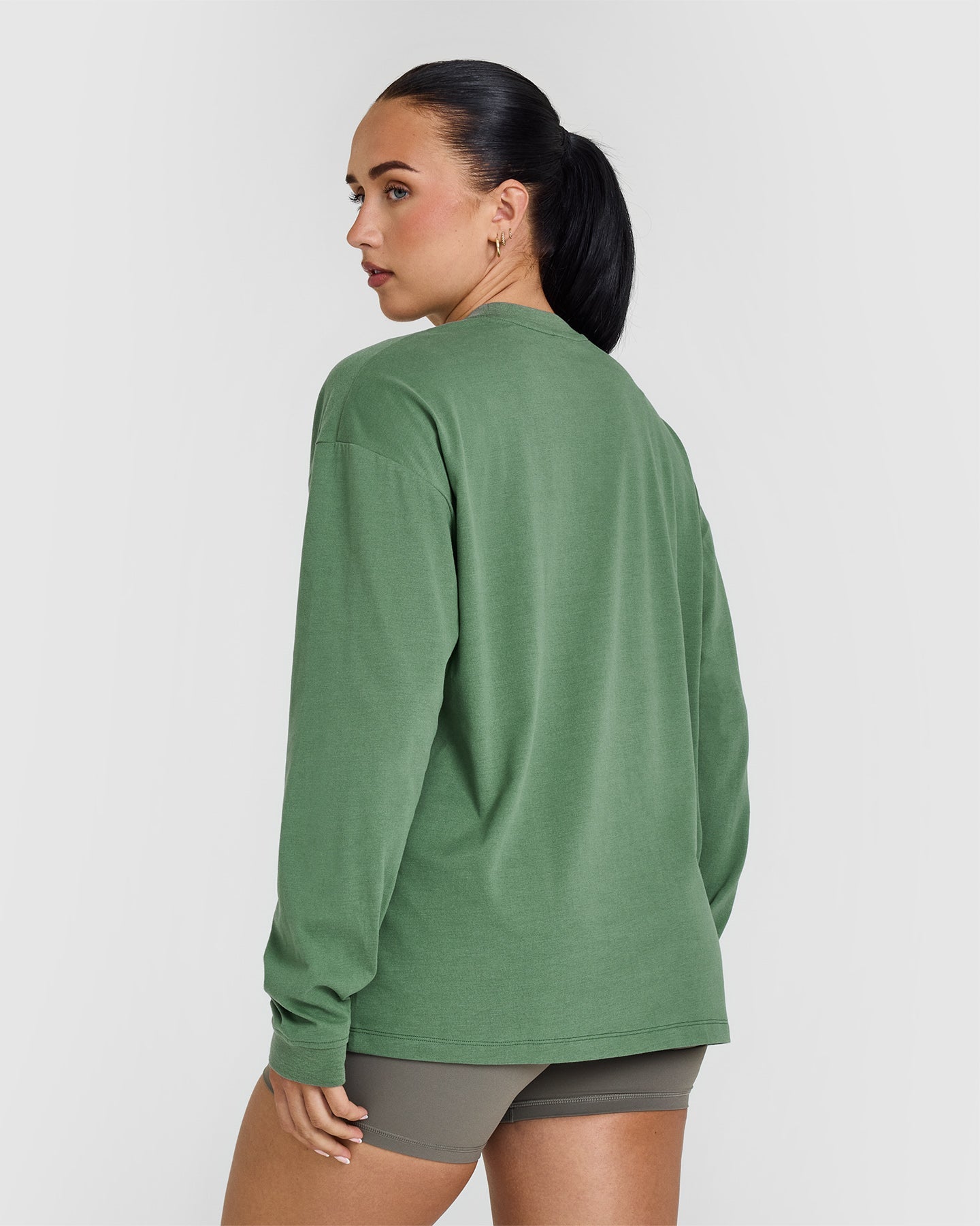 Classic Oversized Lightweight Long Sleeve Top | Washed Forest Green - Image 2