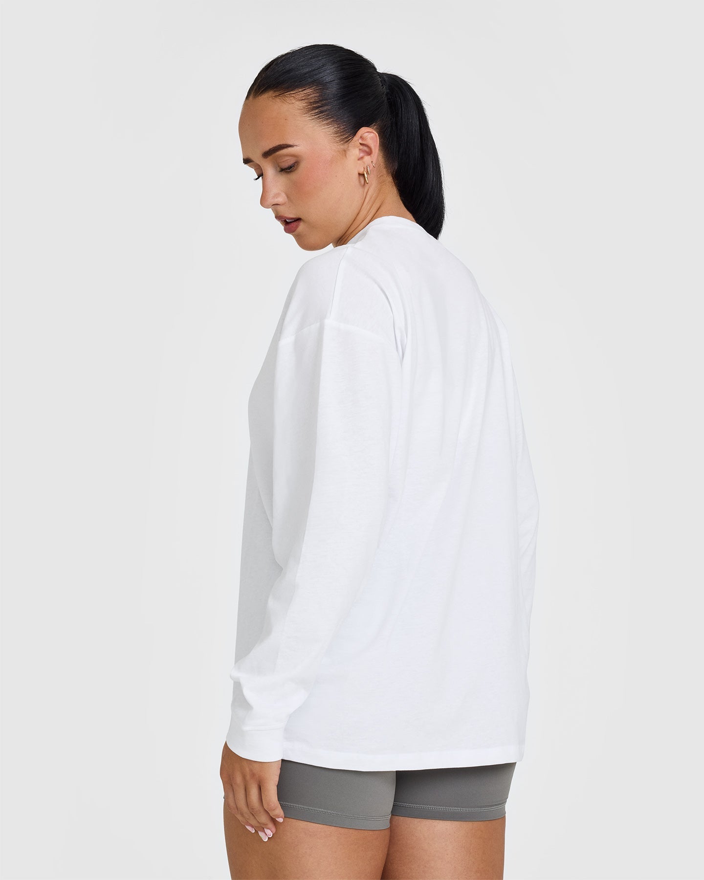 Alternative view of Classic Oversized Lightweight Long Sleeve Top | White