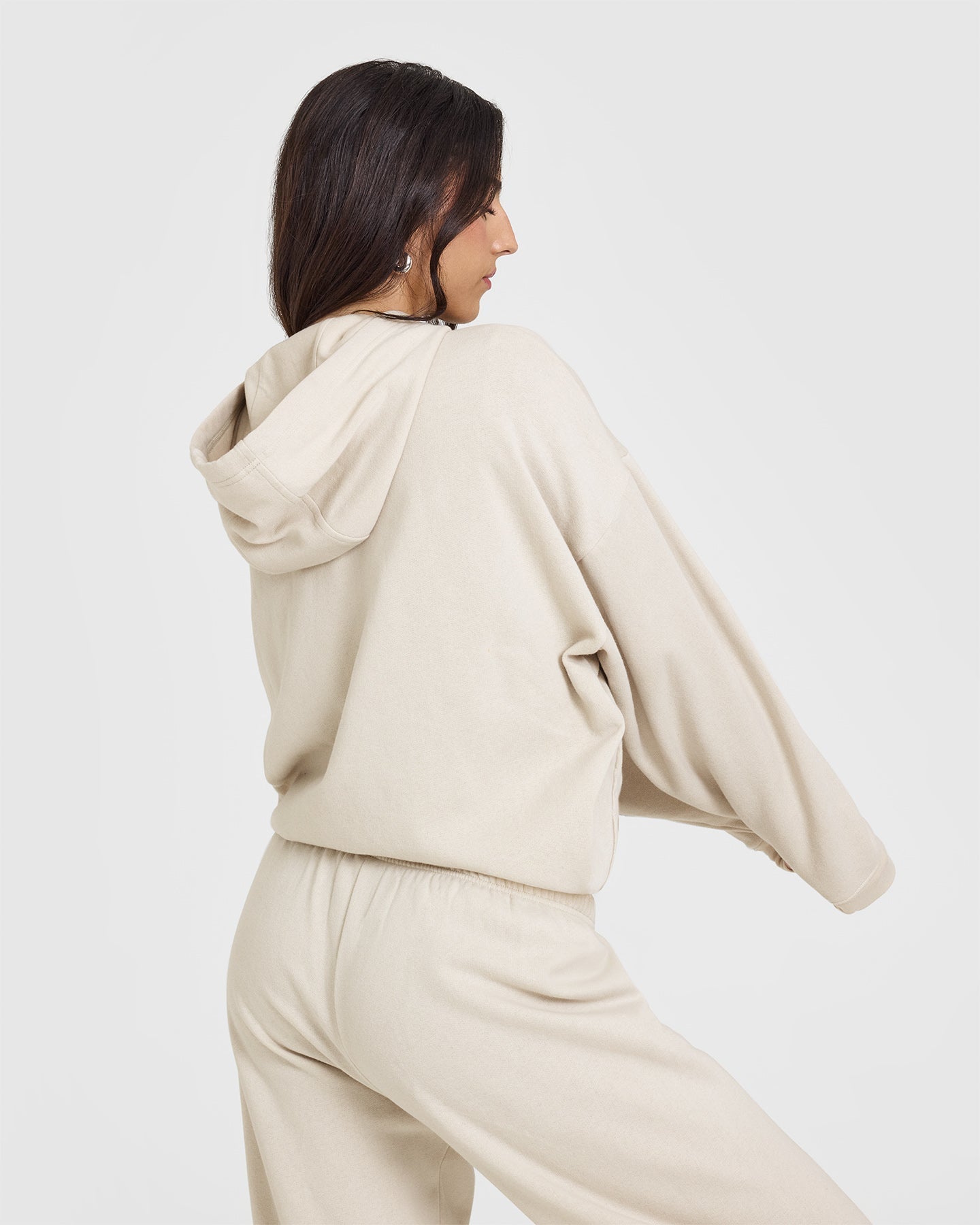 Mid Weight Zip Through Hoodie | Sand - Image 2