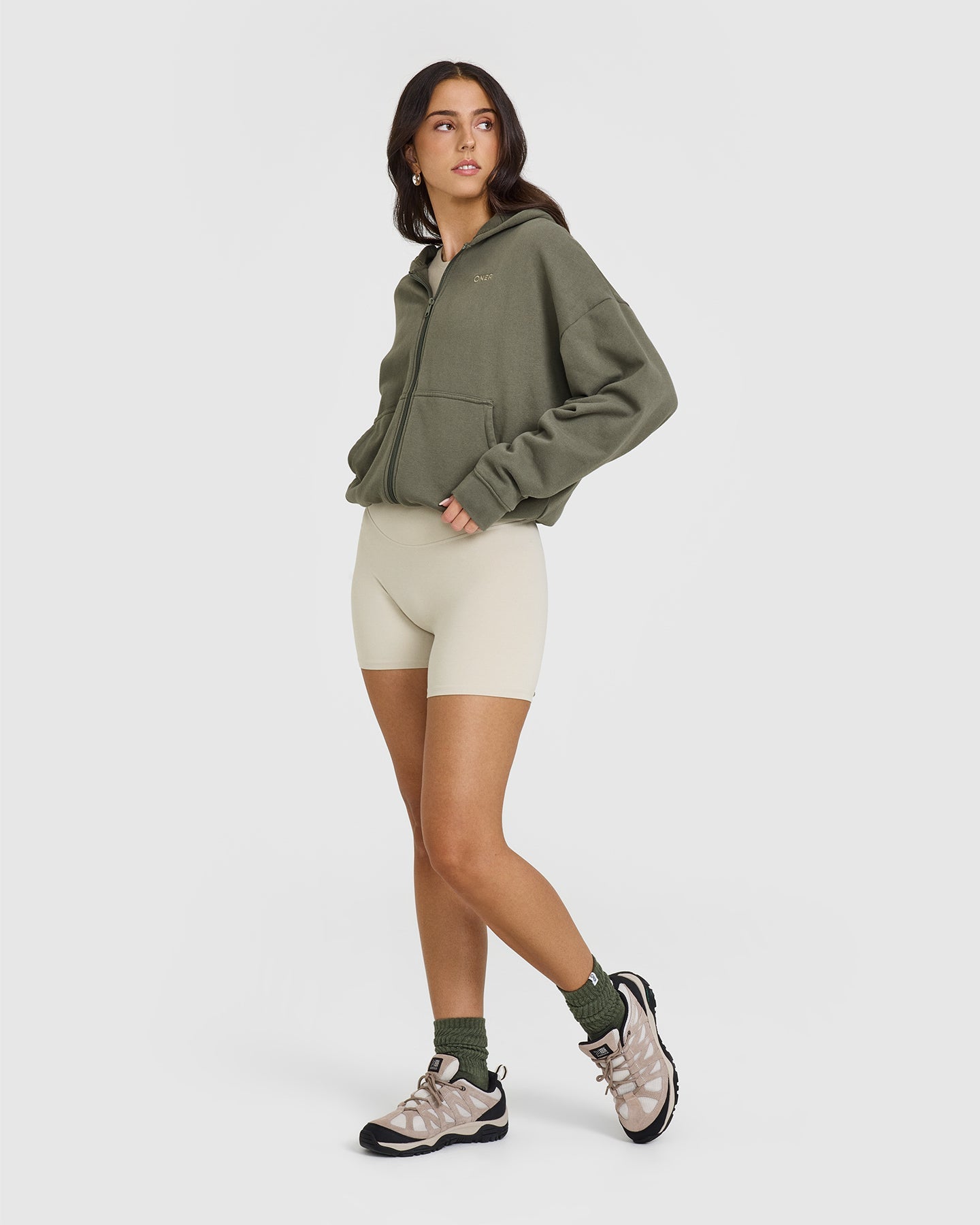 Mid Weight Zip Through Hoodie | Alpine Green - Image 3