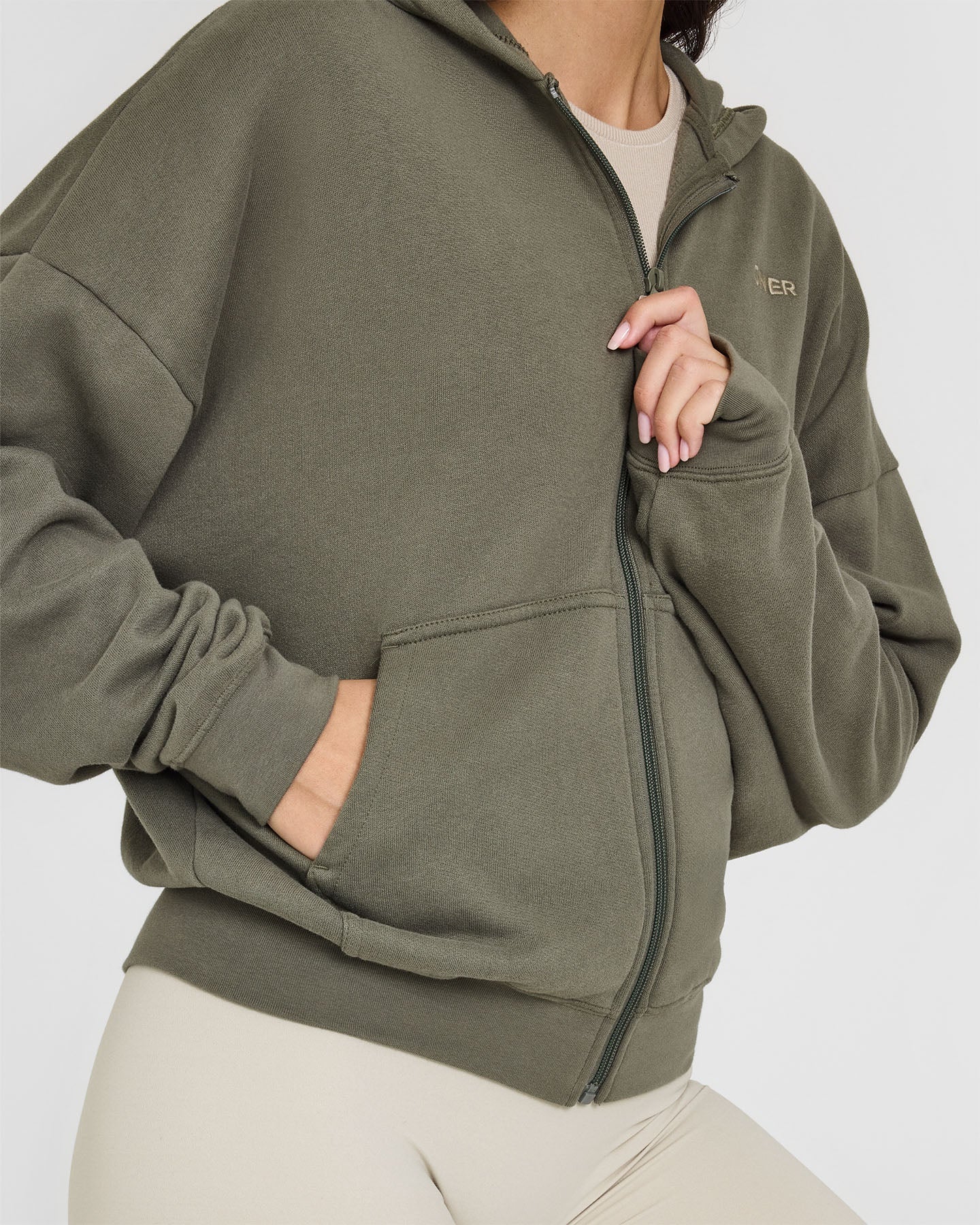 Mid Weight Zip Through Hoodie | Alpine Green - Image 5