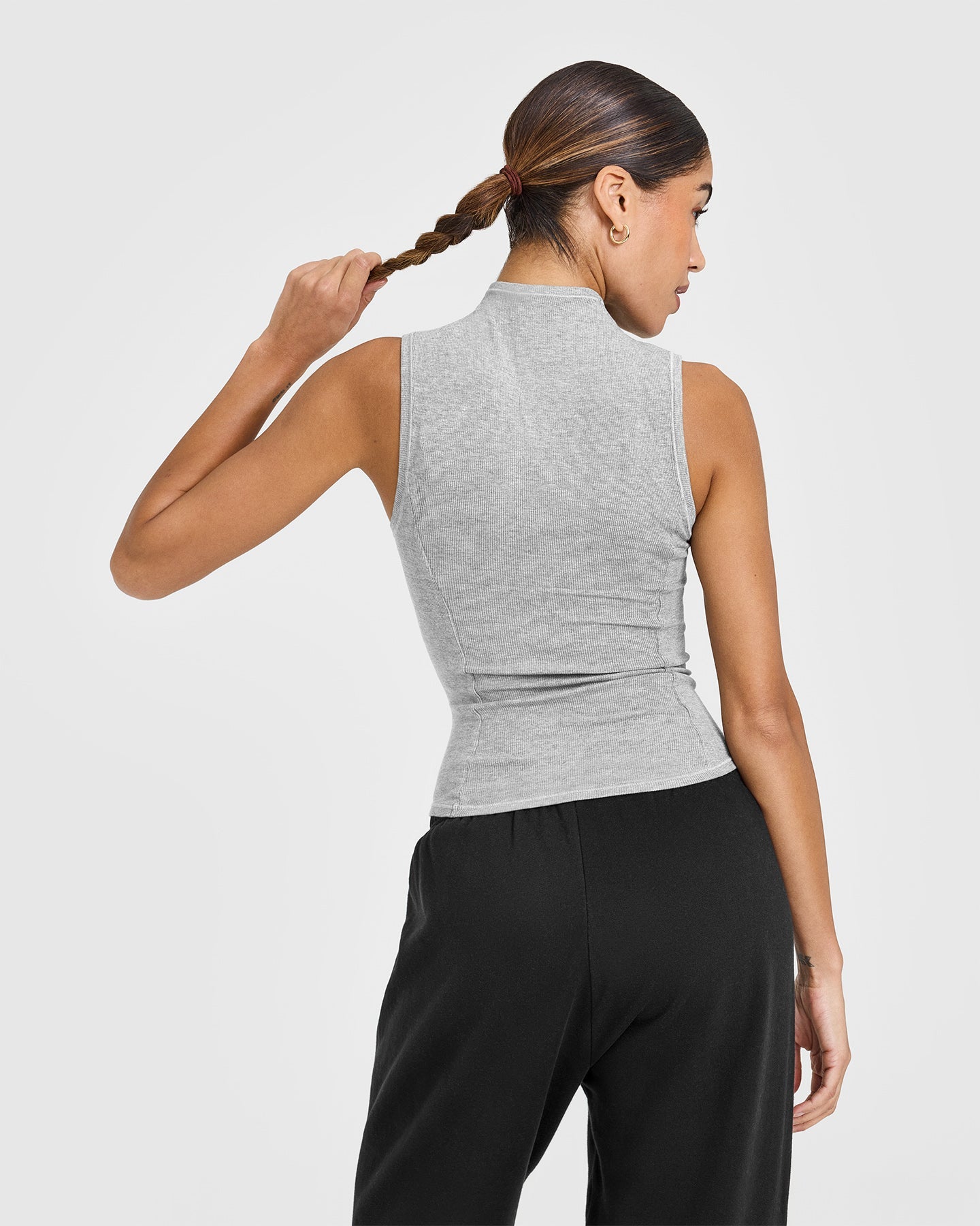 Mellow Rib Mock Neck Tank | Charcoal Marl - Image 2
