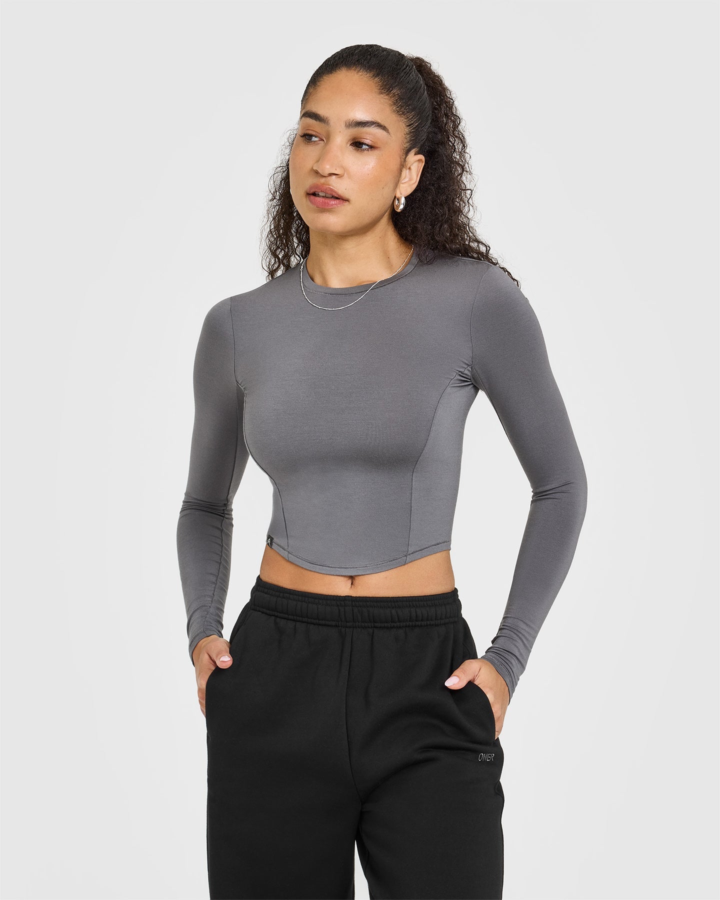 Mellow Soft Mid Long Sleeve Top | Ash Grey