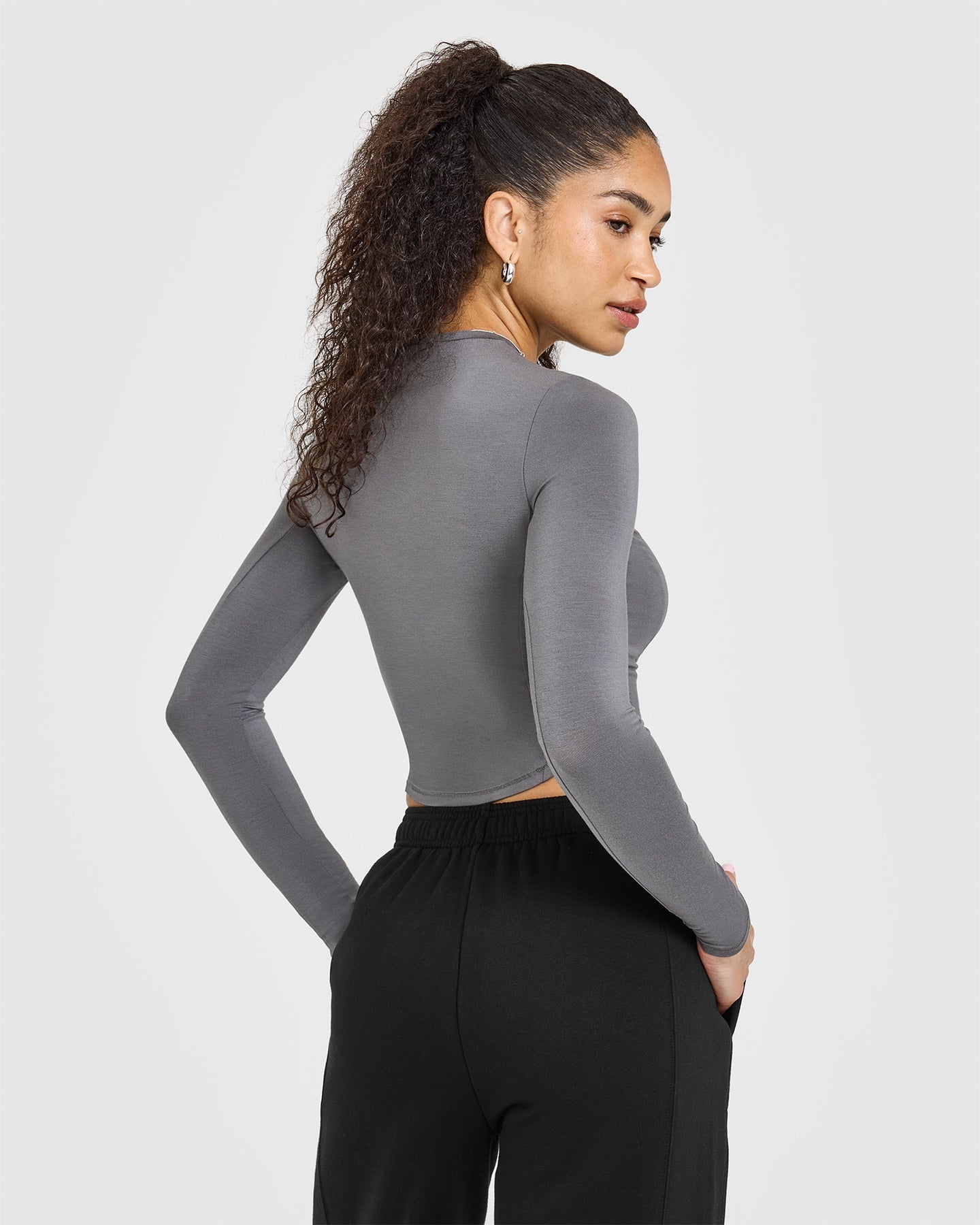 Alternative view of Mellow Soft Mid Long Sleeve Top | Ash Grey