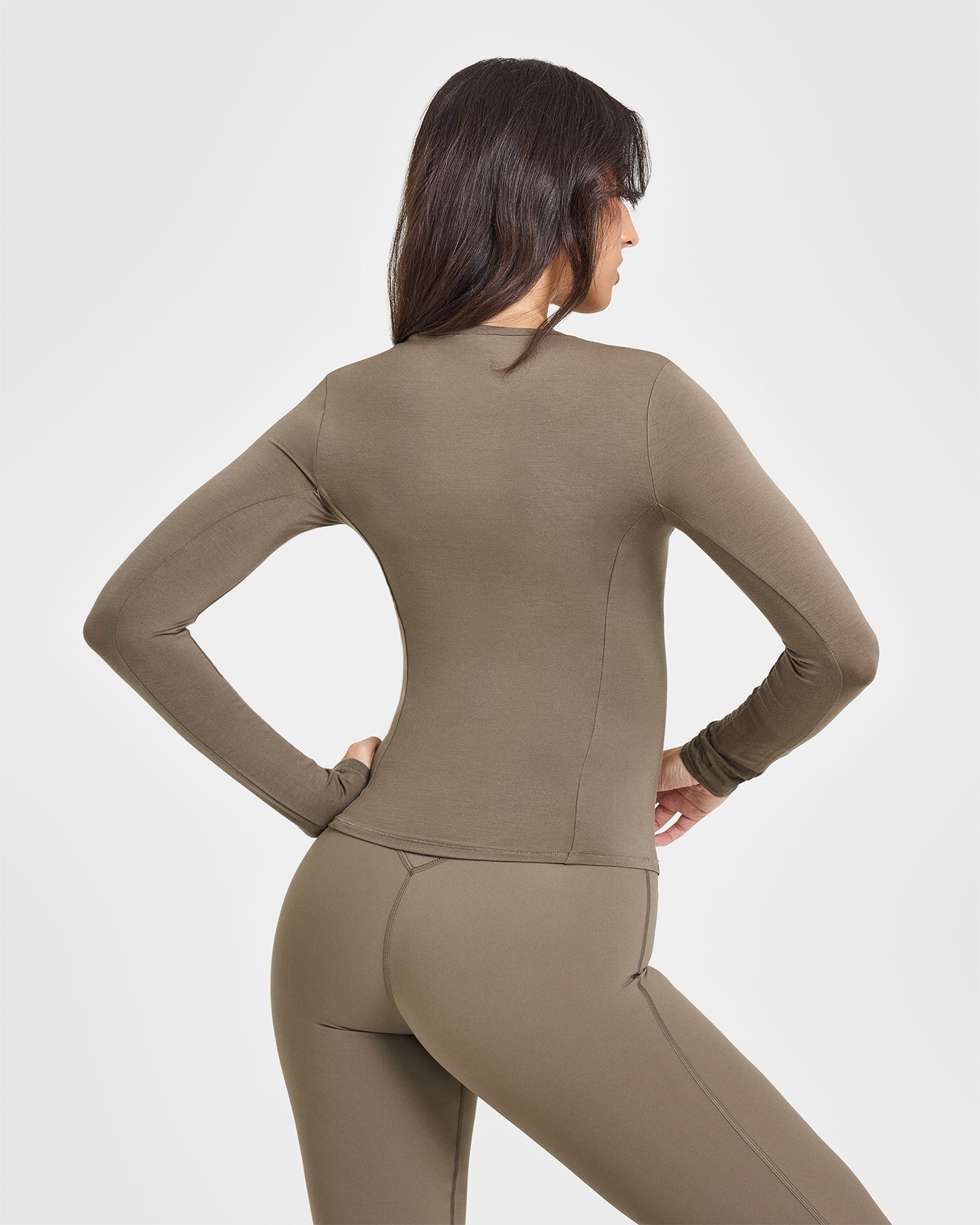 Alternative view of Mellow Soft Long Sleeve Top | Moss Brown