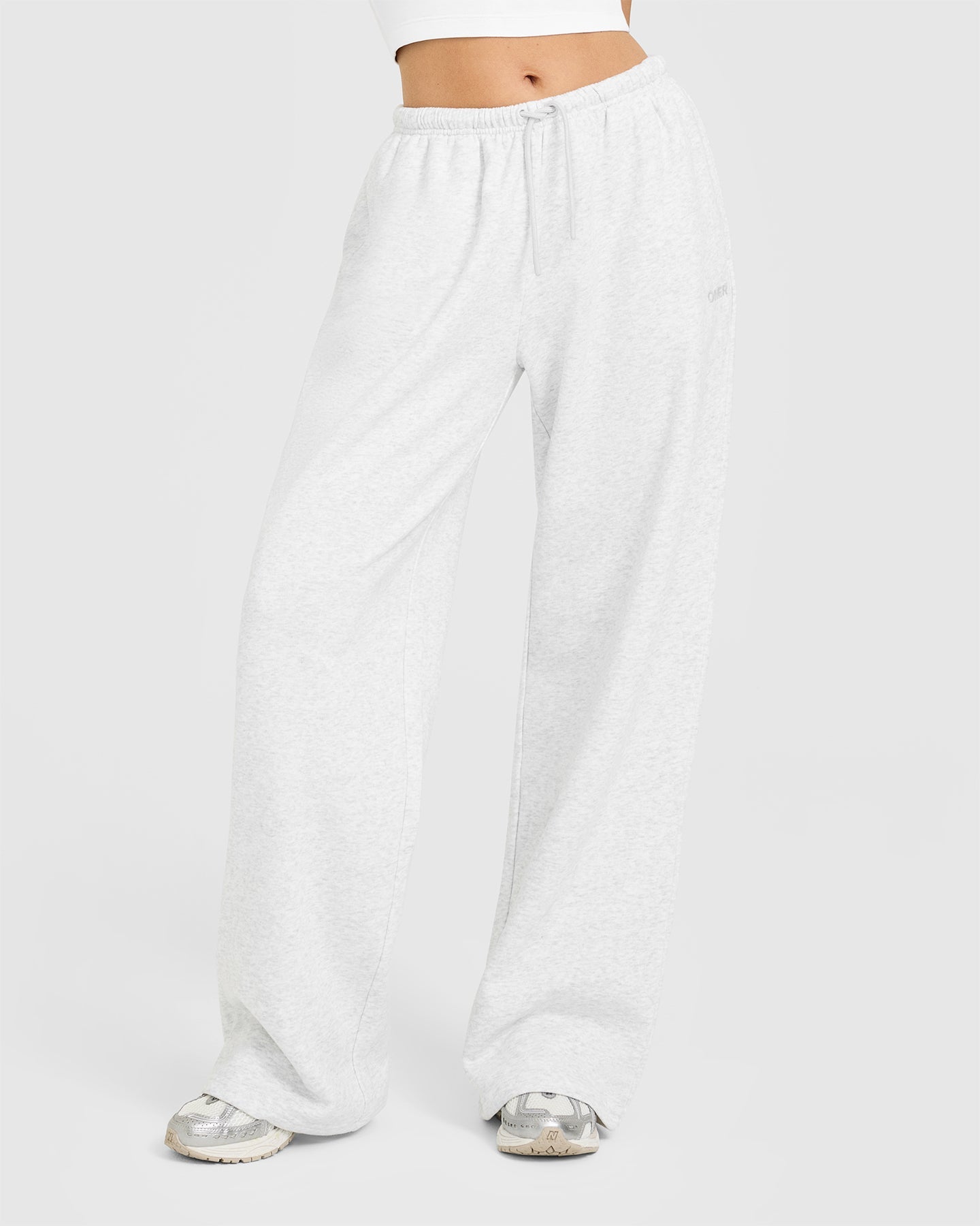 Mid Weight Relaxed Straight Leg Joggers | Light Grey Marl