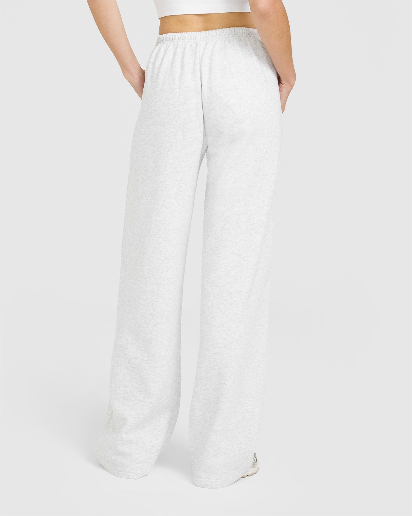 Mid Weight Relaxed Straight Leg Joggers | Light Grey Marl - Image 2