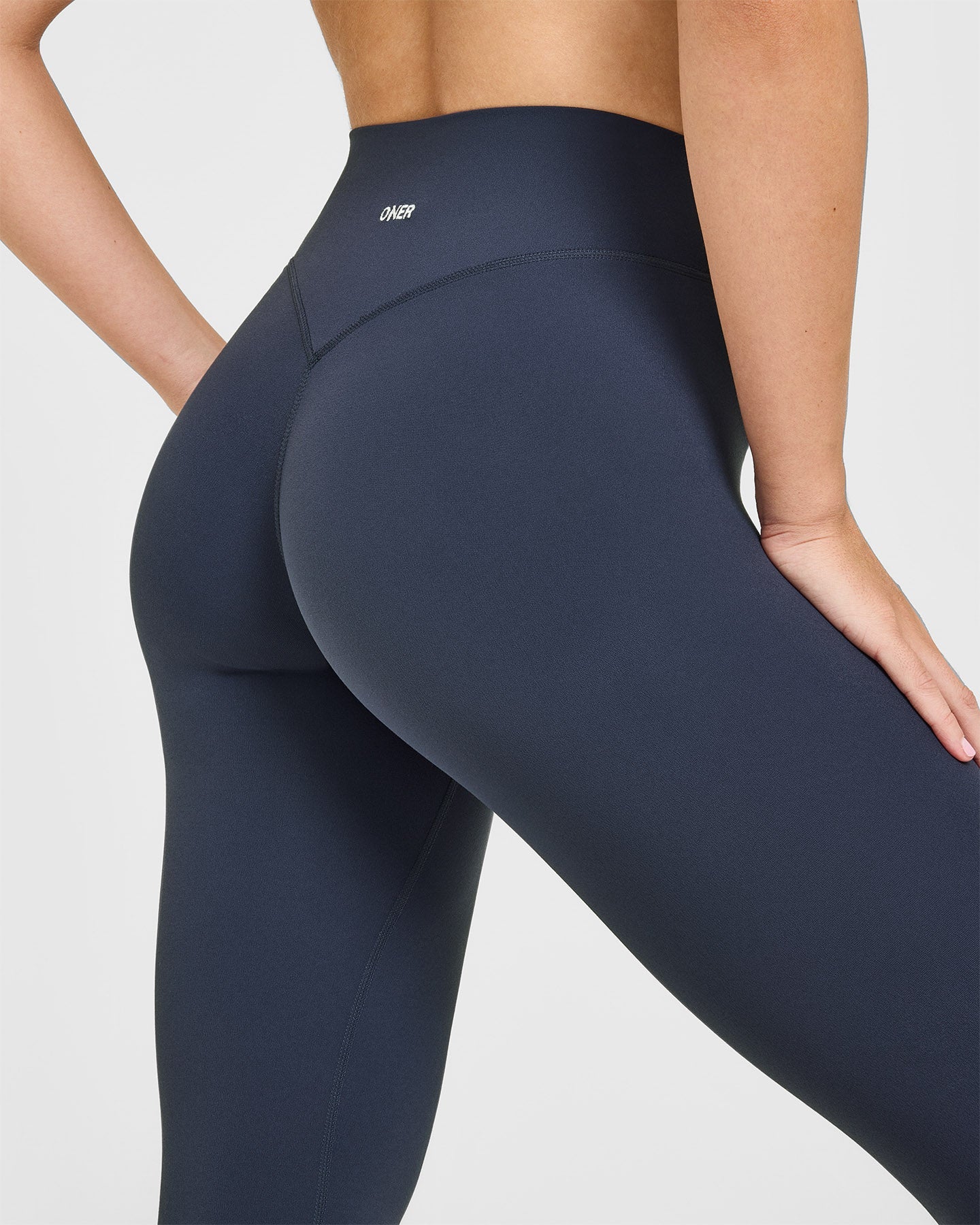 SoftMotion High Waisted Leggings with White Logo | True Blue - Image 2