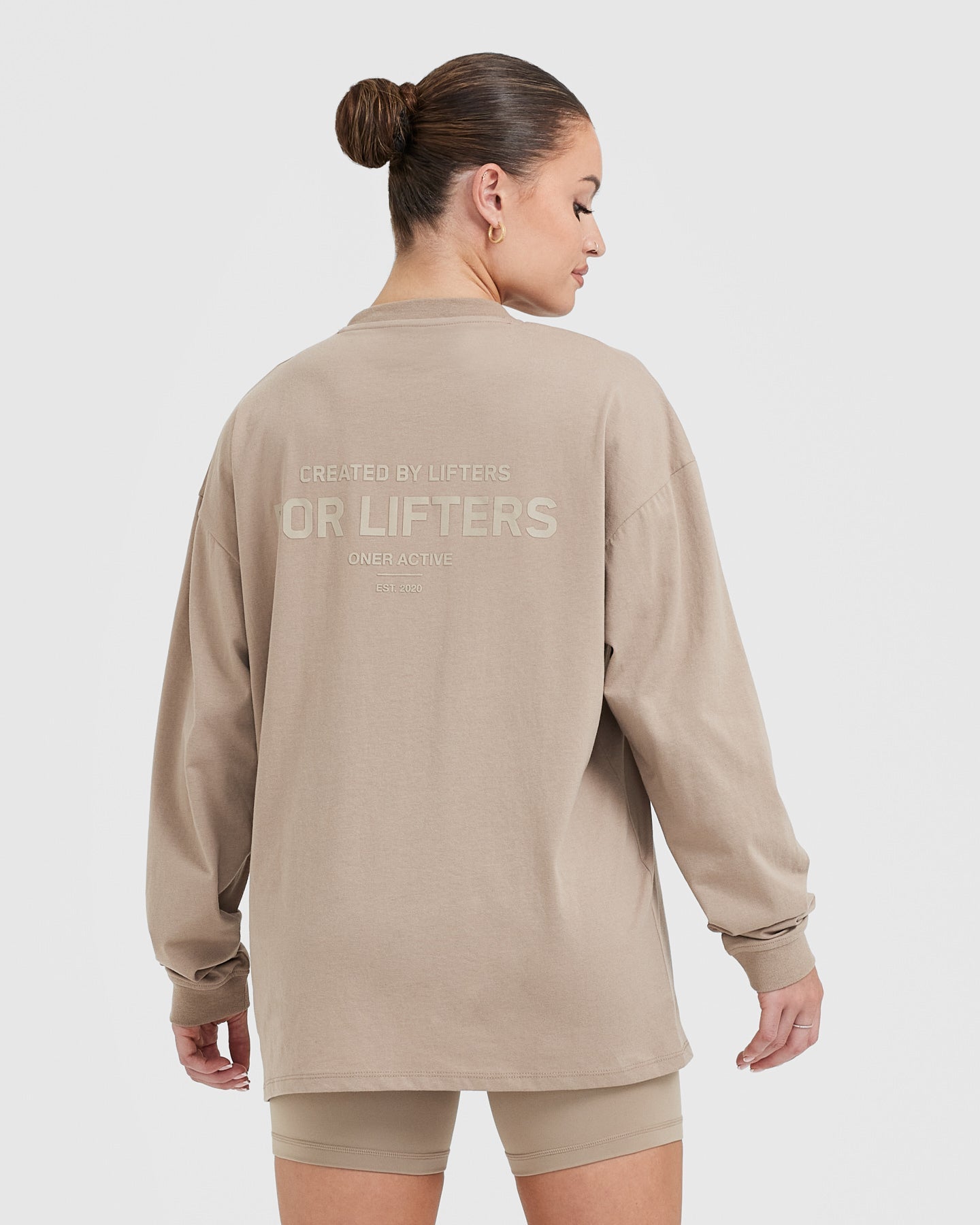 Classic Lifters Graphic Oversized Lightweight Long Sleeve Top | Sandstone - Image 2