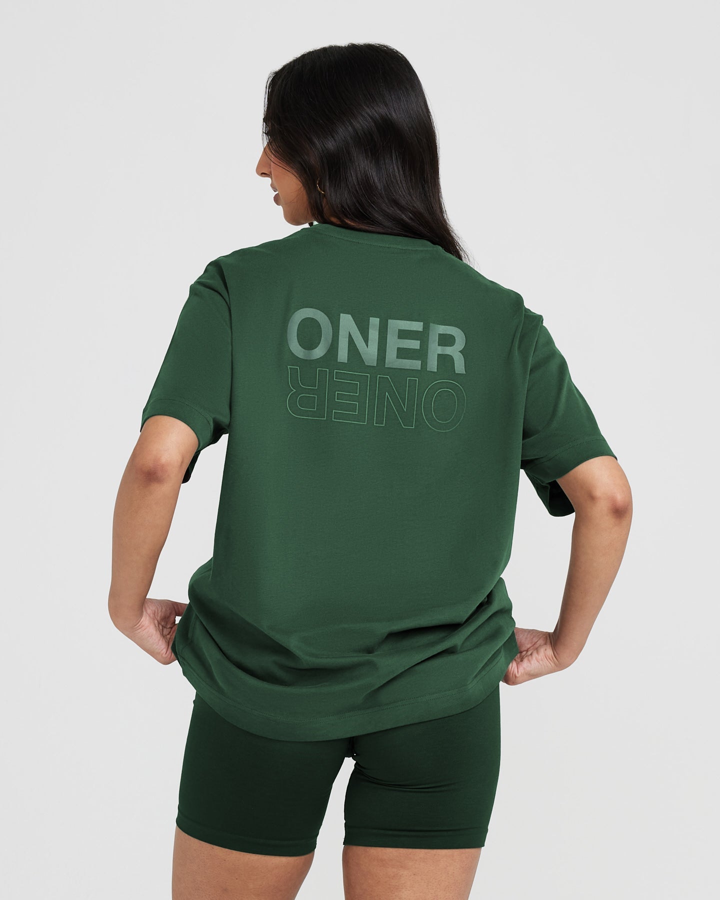 Classic Mirror Graphic Oversized T-Shirt | Washed Evergreen - Image 2