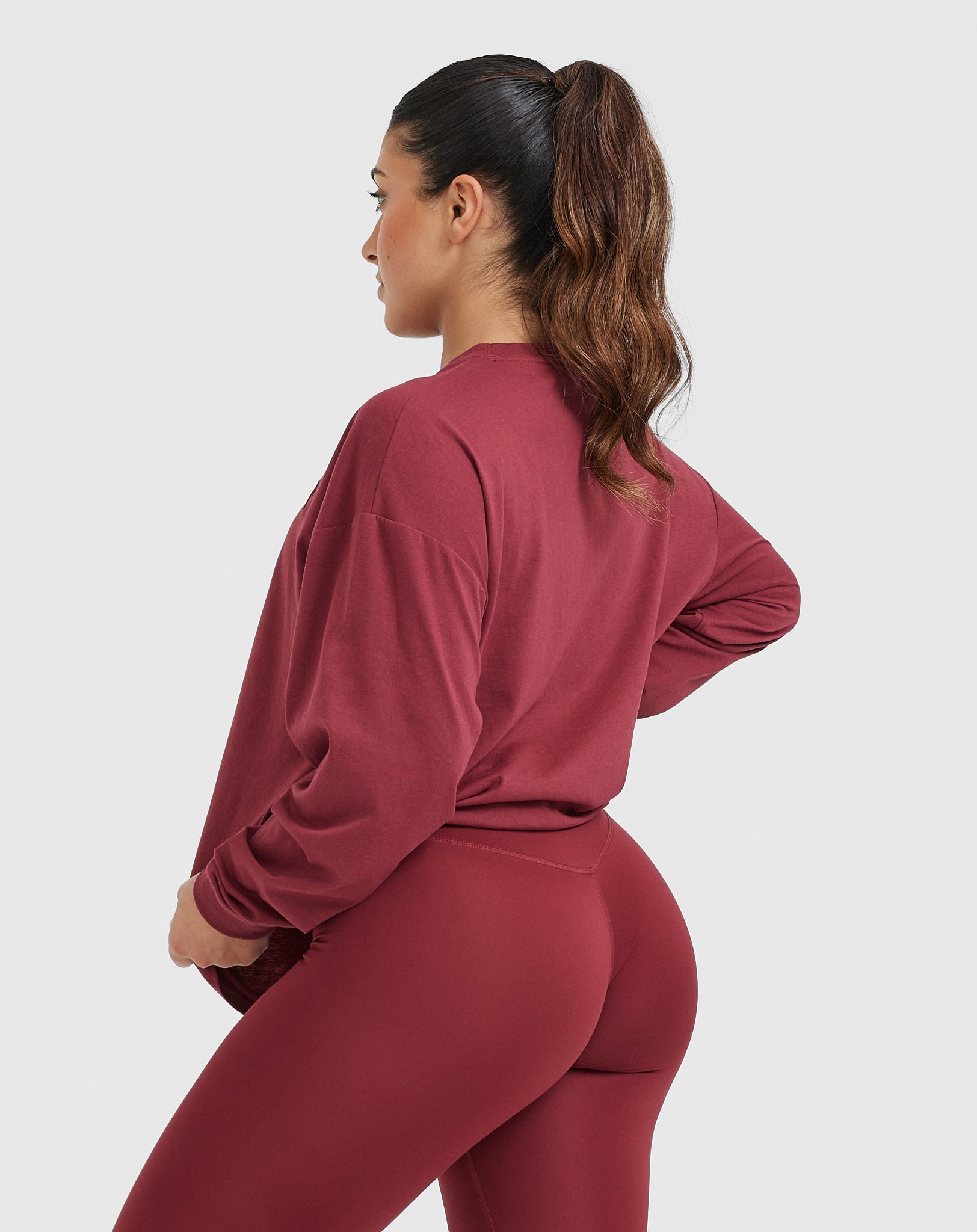 Classic Oversized Lightweight Long Sleeve Top | Burnt Cherry - Image 2