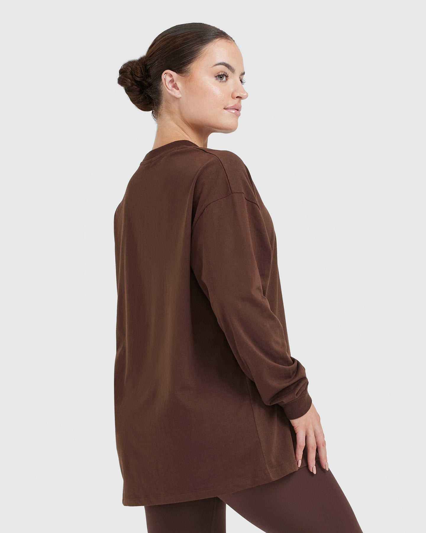 Classic Oversized Lightweight Long Sleeve Top | Espresso - Image 2