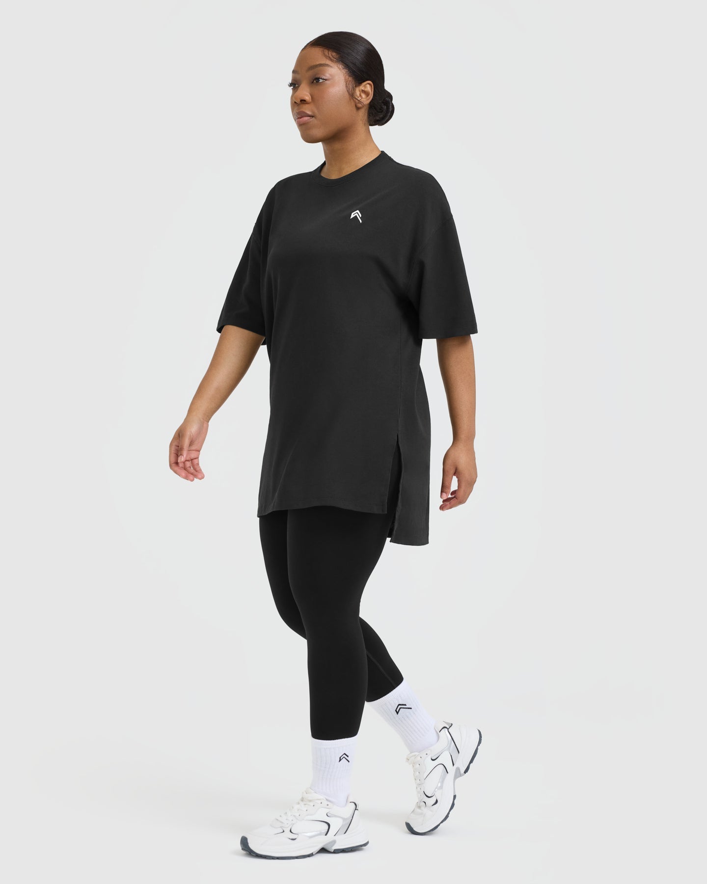 Classic Oversized Longline T-Shirt | Black - Image 3