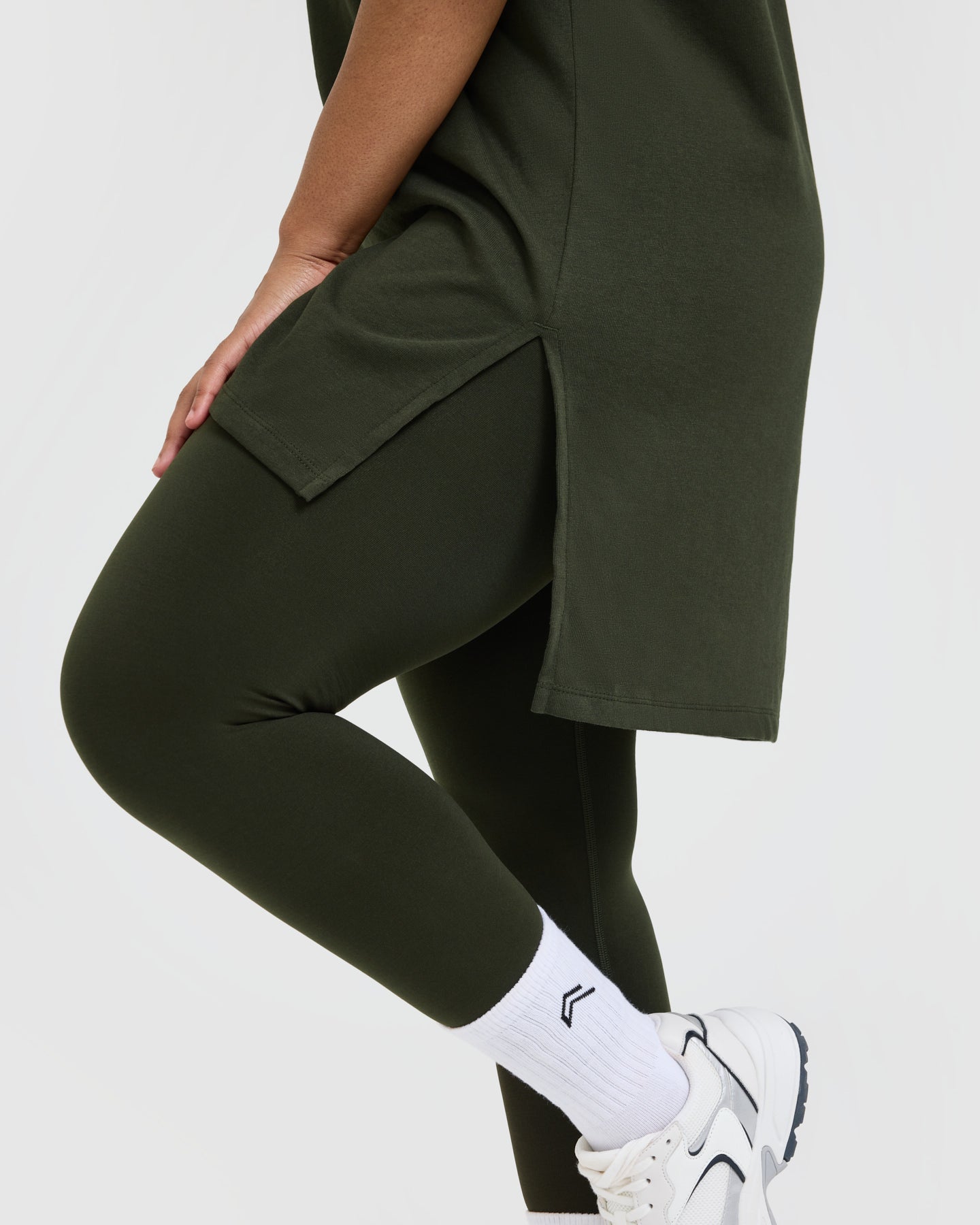 Classic Oversized Longline T-Shirt | Khaki - Image 5