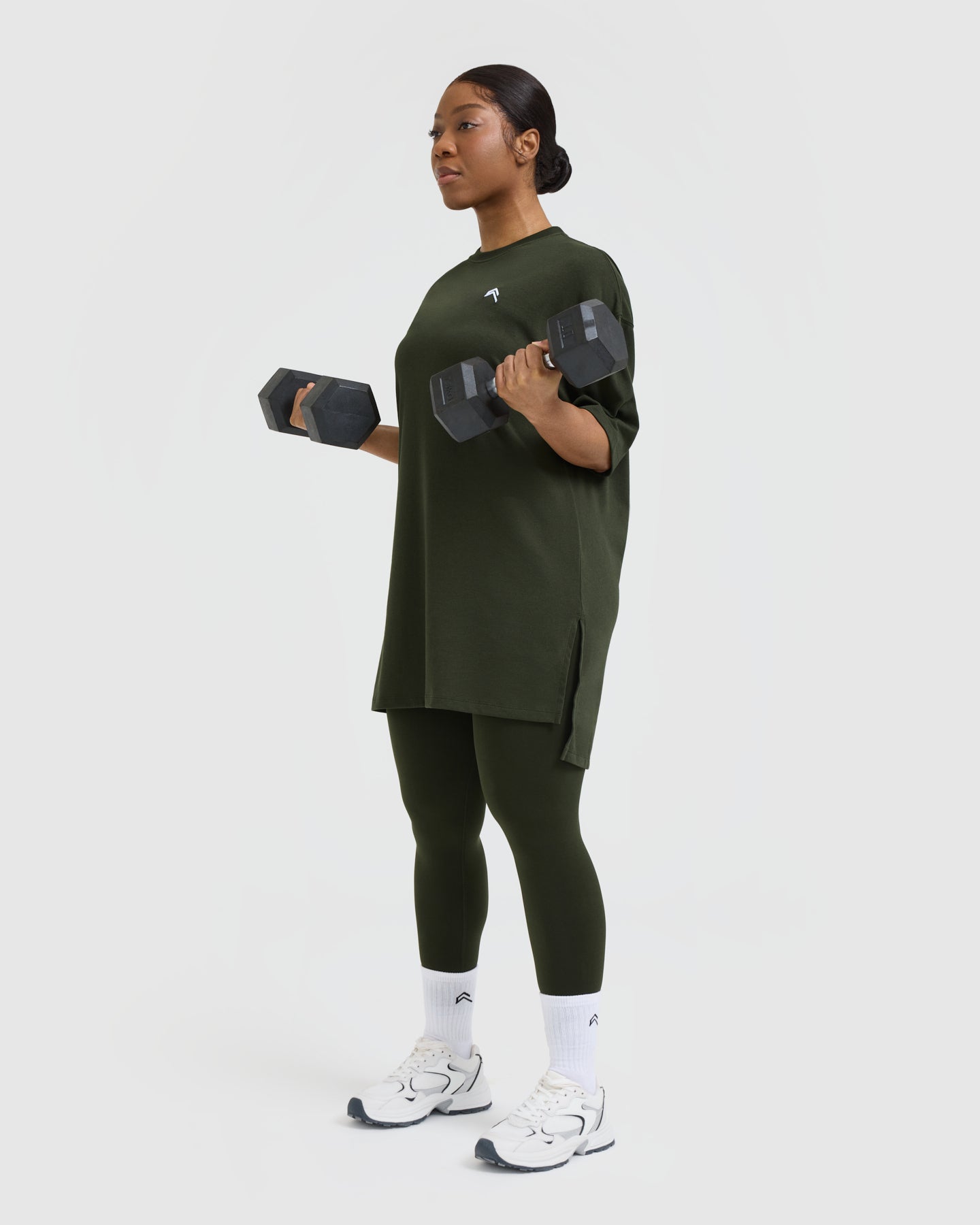 Classic Oversized Longline T-Shirt | Khaki - Image 6