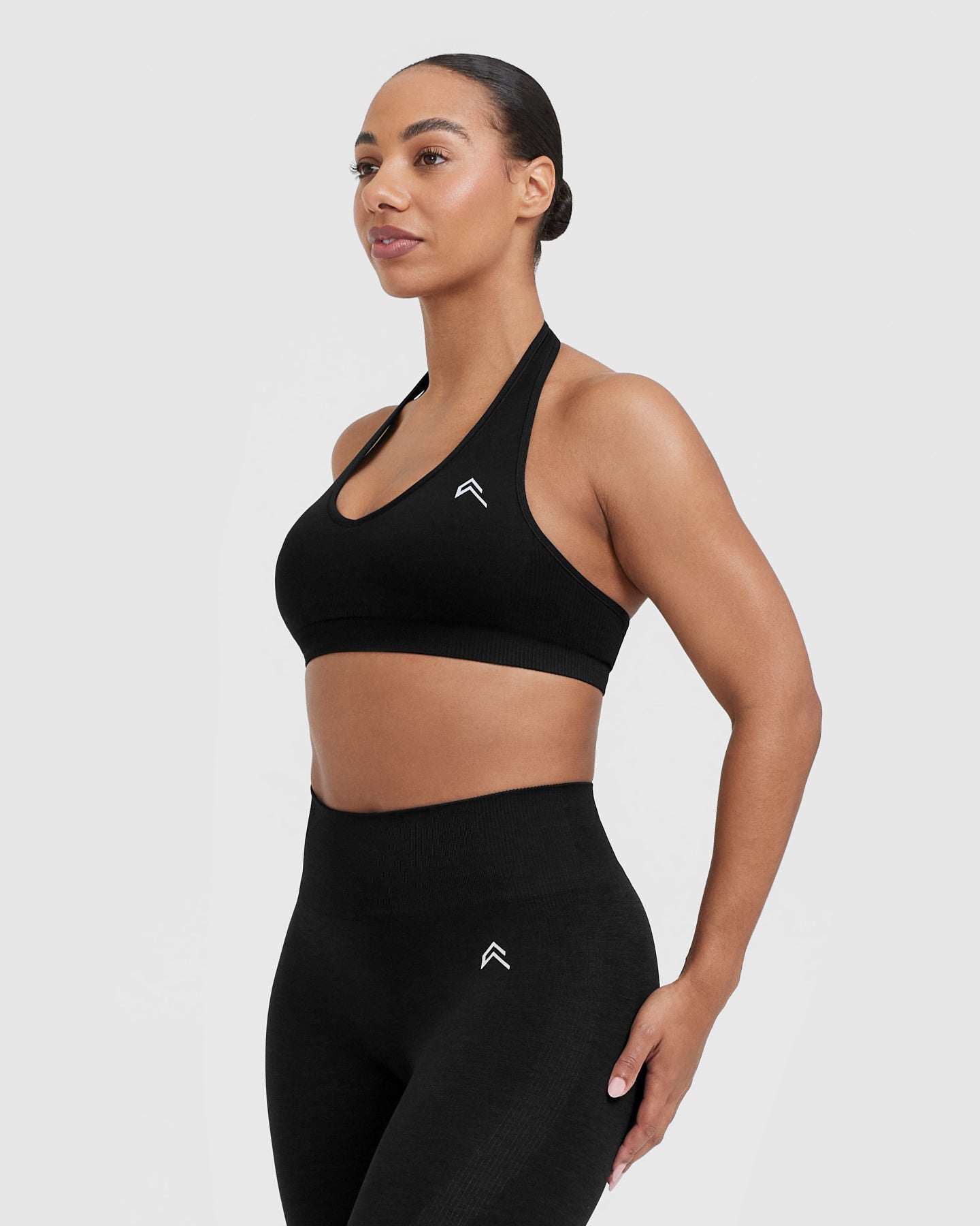 Classic Seamless 2.0 Halter Neck Bralette | Black Marl - Image 3