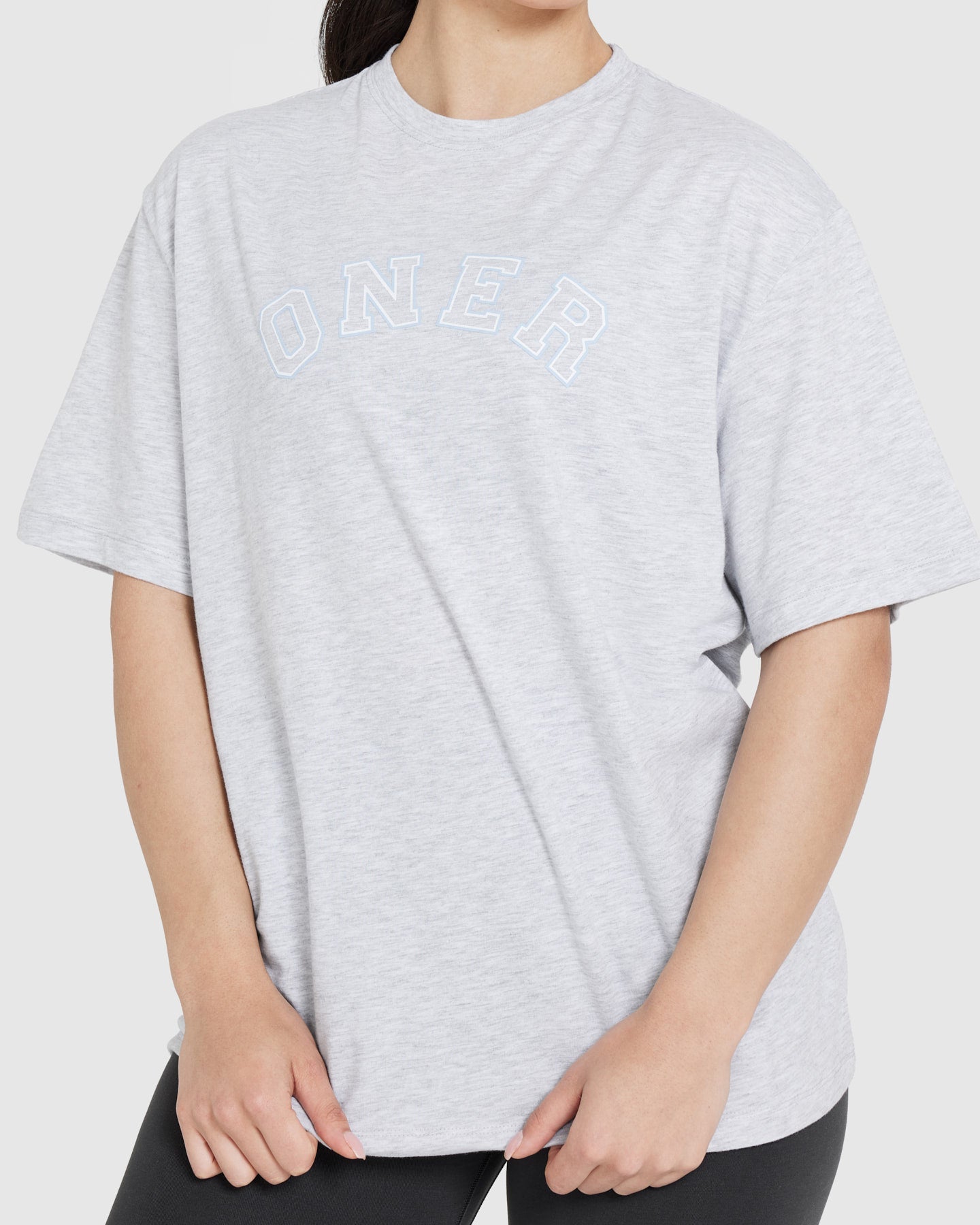Classic Varsity Oversized Lightweight T-shirt | Light Grey Marl - Image 5