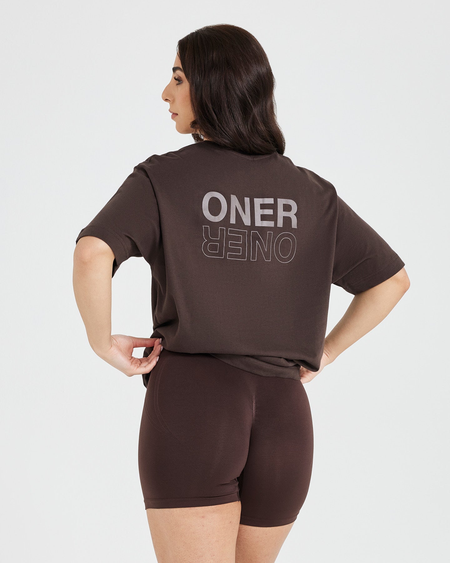 Classic Mirror Graphic Oversized T-Shirt | Washed 70% Cocoa - Image 2