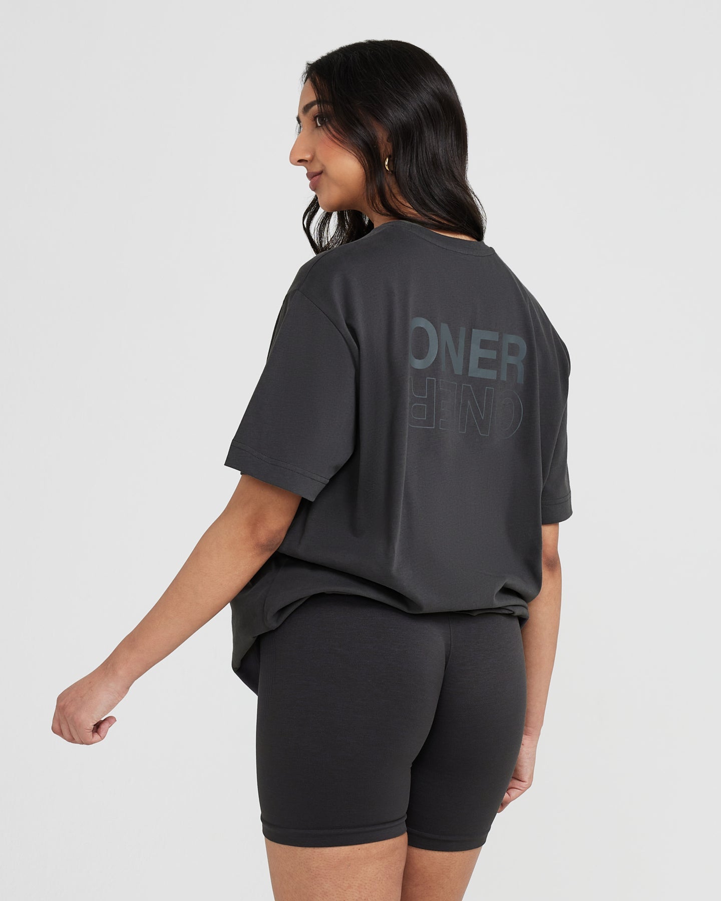 Classic Mirror Graphic Oversized T-Shirt | Washed Coal - Image 2