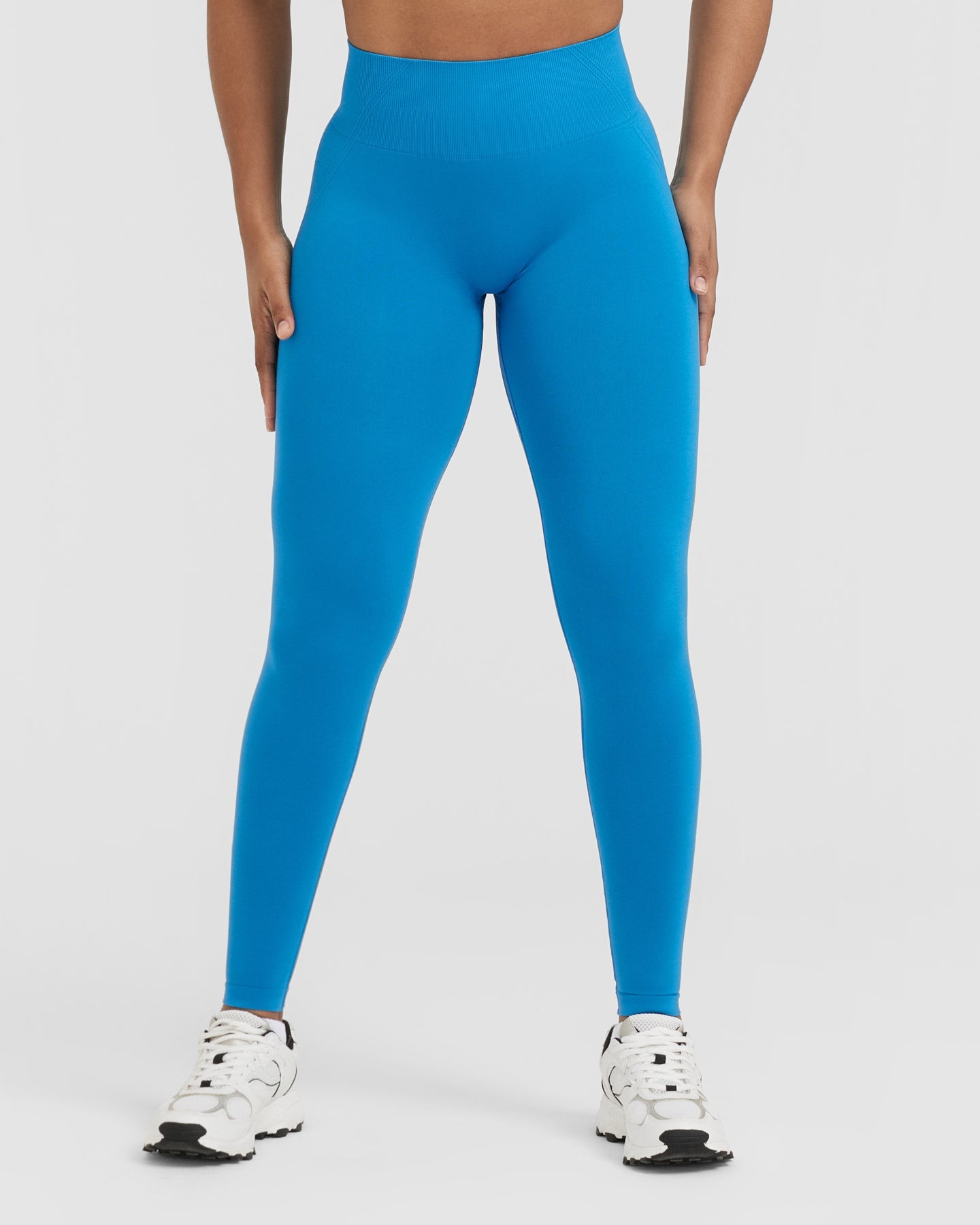 EffortlessLift Seamless Leggings with White Logo | Tropical Blue