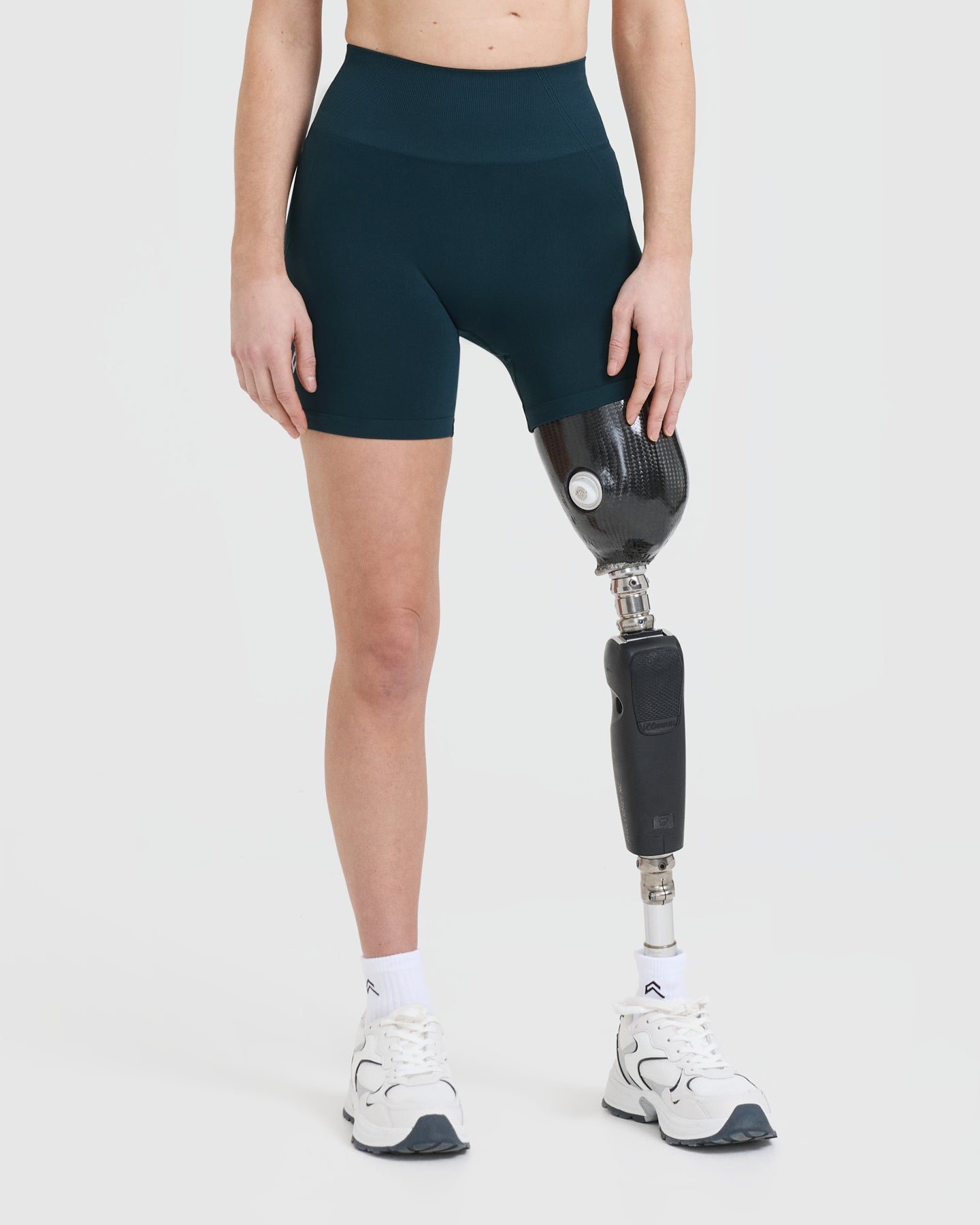 EffortlessLift Seamless Shorts with White Logo | Oil Blue