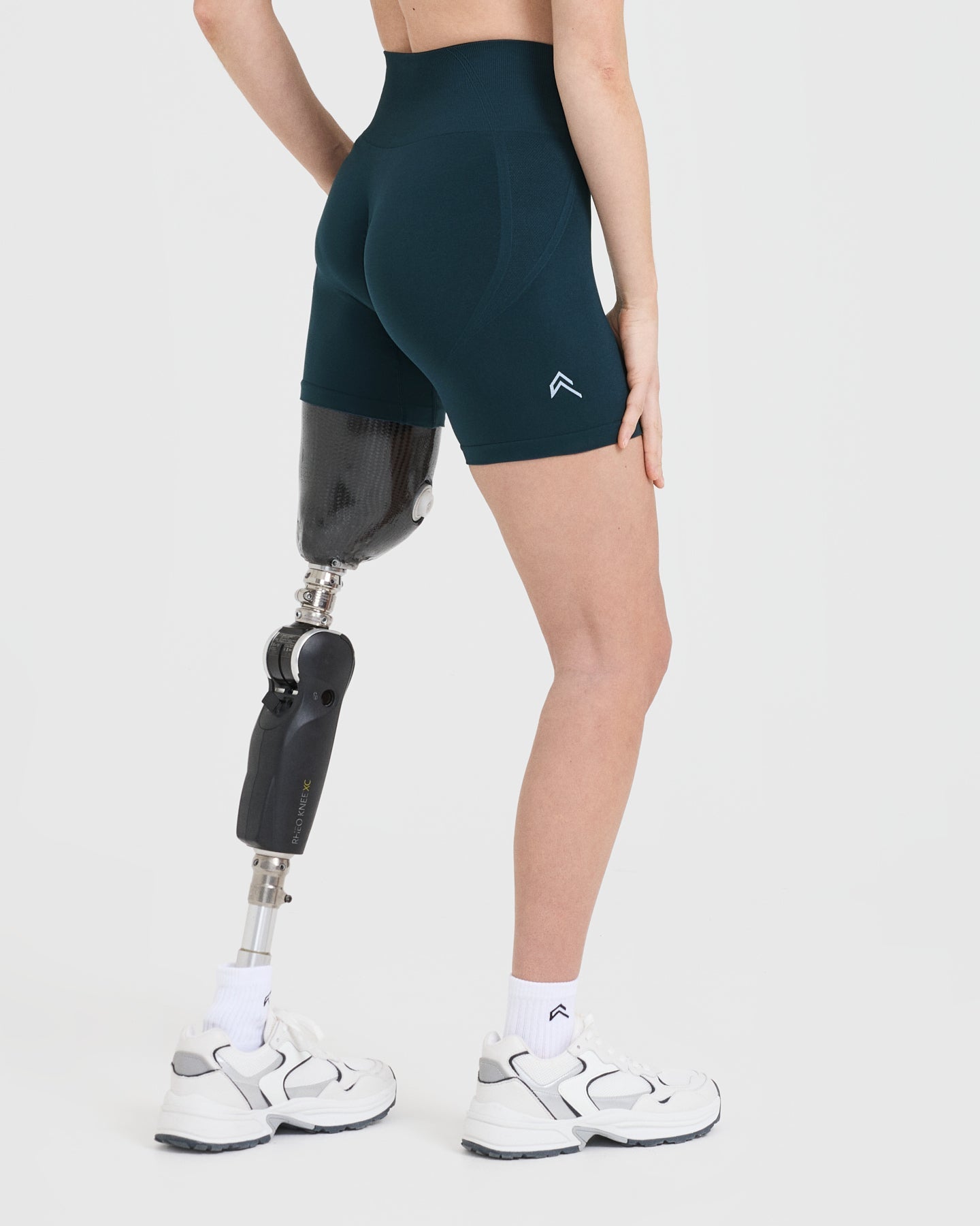EffortlessLift Seamless Shorts with White Logo | Oil Blue - Image 2