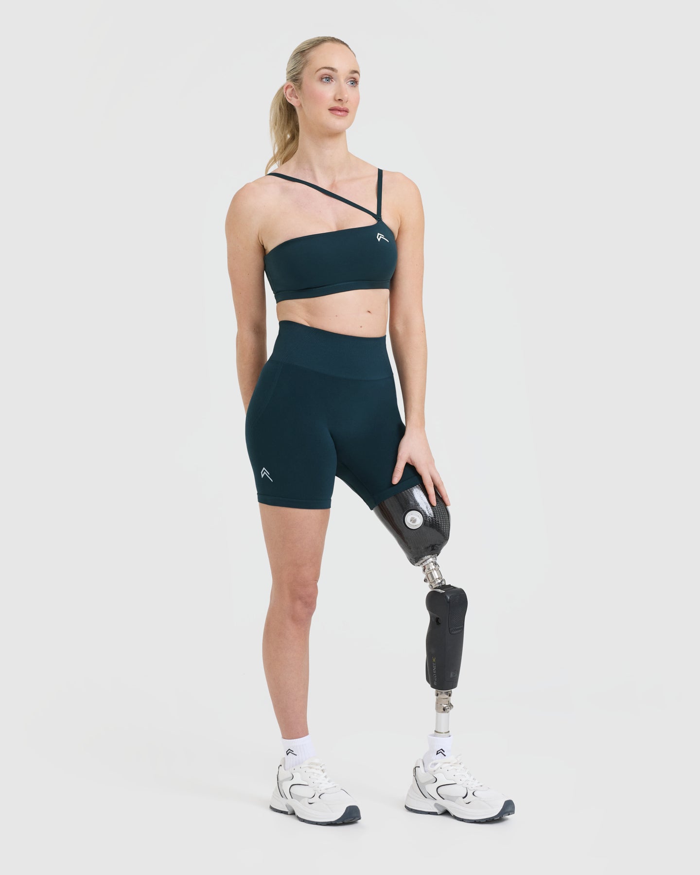 EffortlessLift Seamless Shorts with White Logo | Oil Blue - Image 3