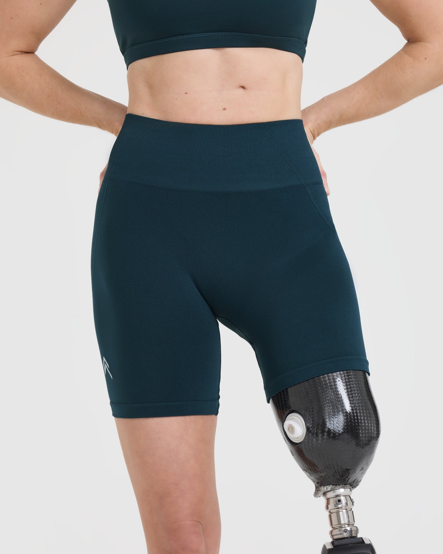 EffortlessLift Seamless Shorts with White Logo | Oil Blue - Image 4