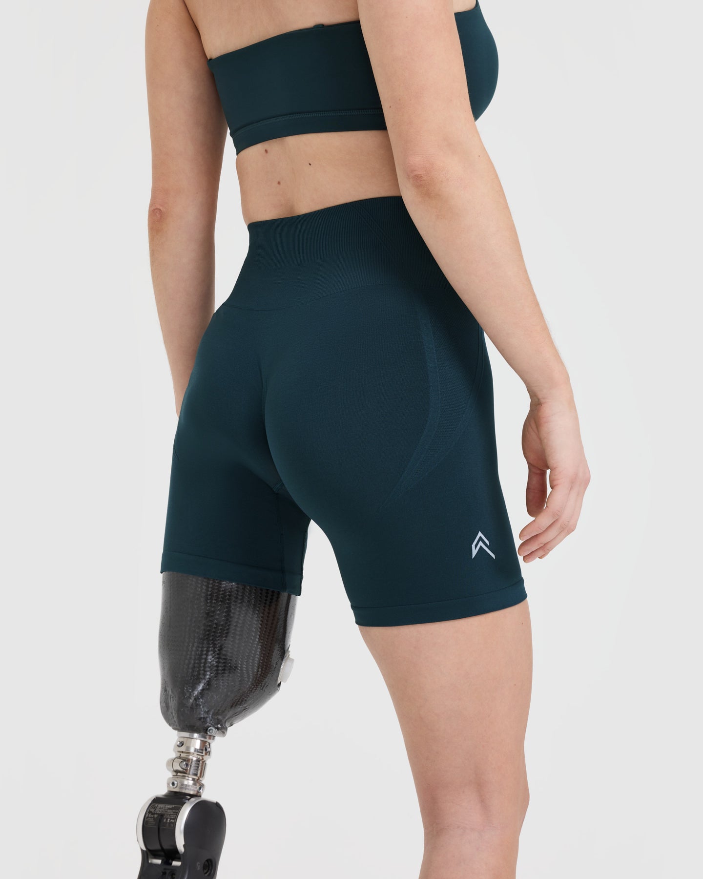 EffortlessLift Seamless Shorts with White Logo | Oil Blue - Image 5