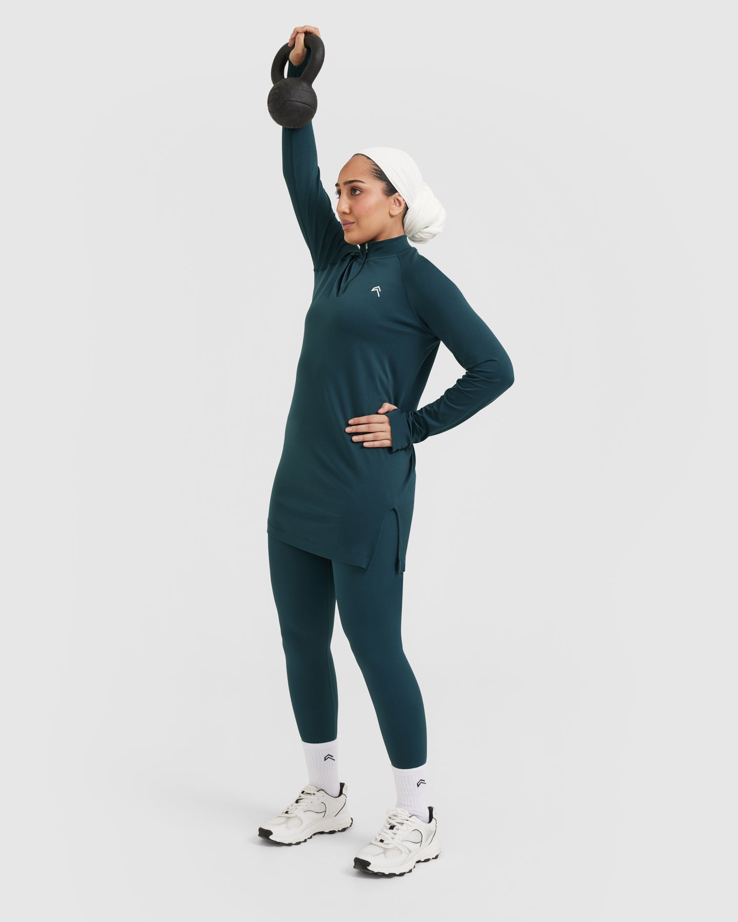 Go To Seamless Loose Long Sleeve Longline Top | Oil Blue - Image 6