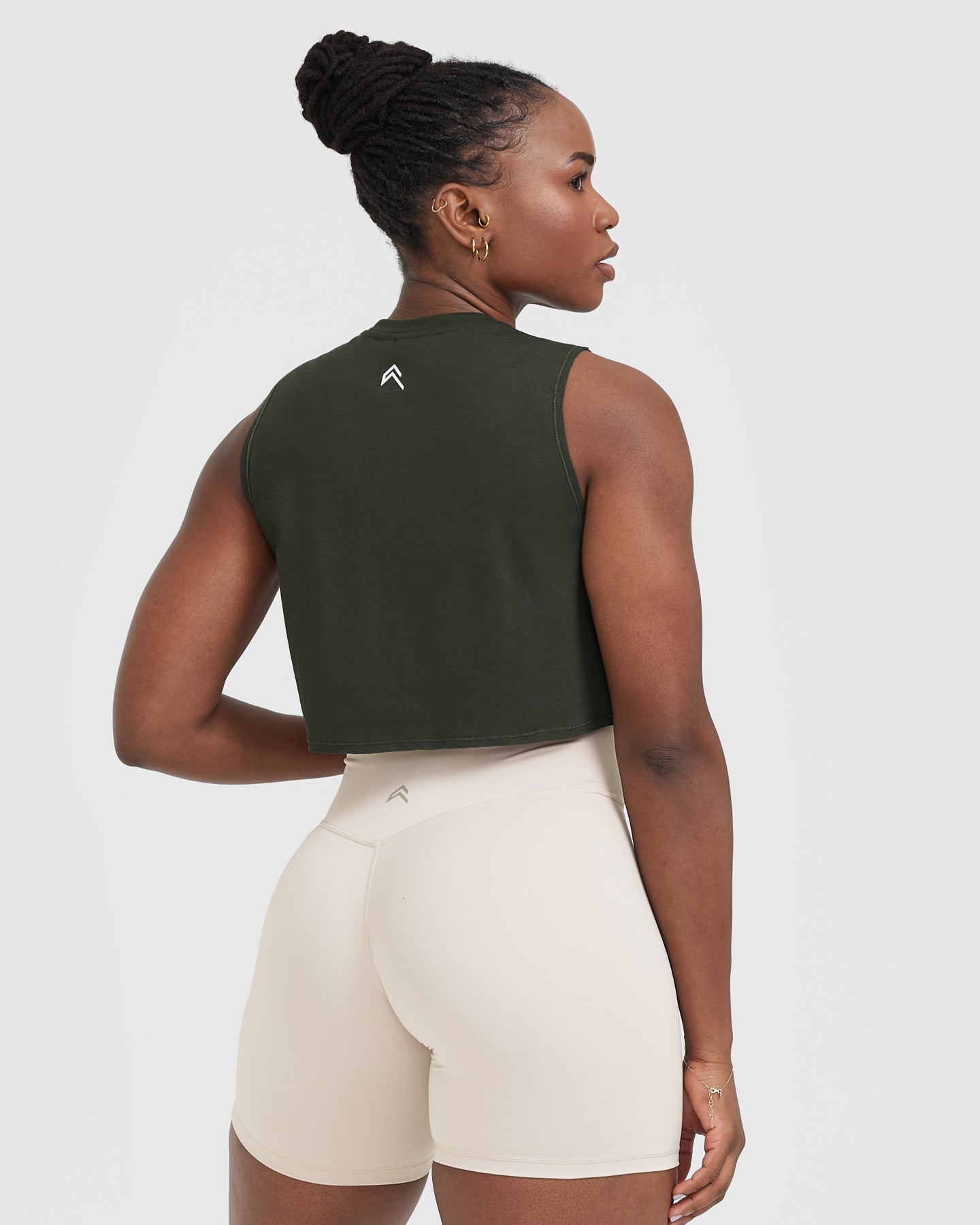 Go To Muscle Crop Vest | Khaki Green - Image 2