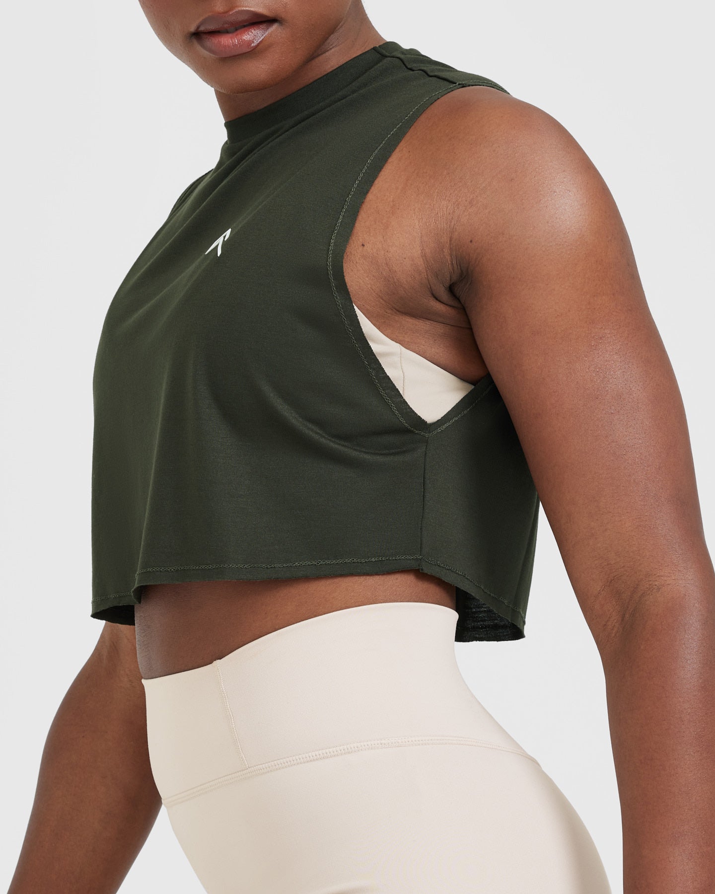 Go To Muscle Crop Vest | Khaki Green - Image 4