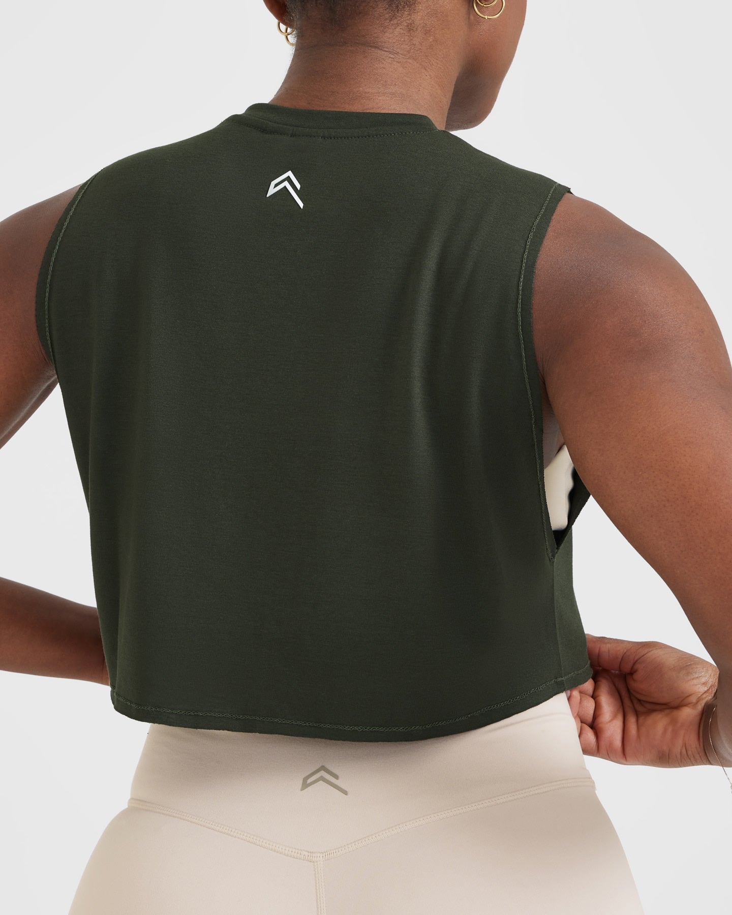 Go To Muscle Crop Vest | Khaki Green - Image 5