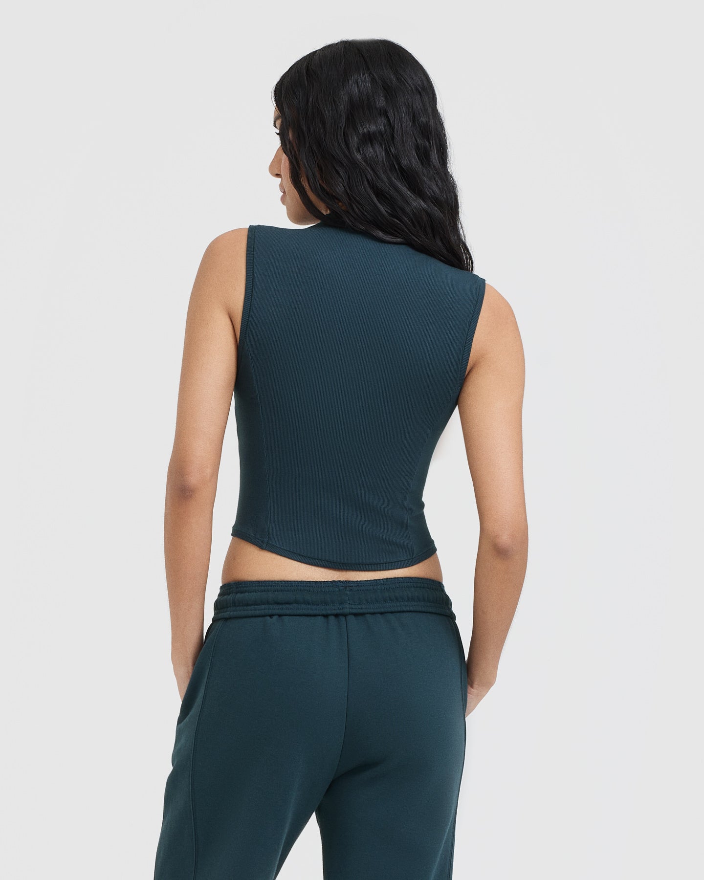 Mellow Rib Mid Mock Neck Tank | Oil Blue - Image 2