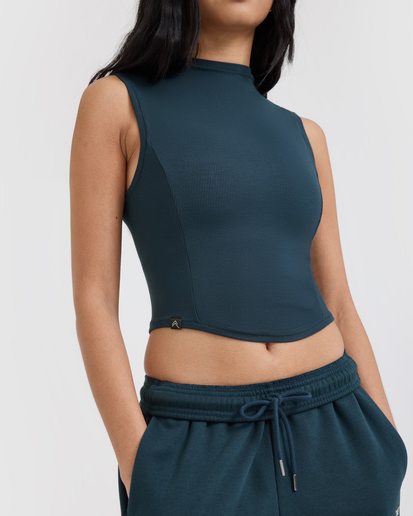 Mellow Rib Mid Mock Neck Tank | Oil Blue - Image 5