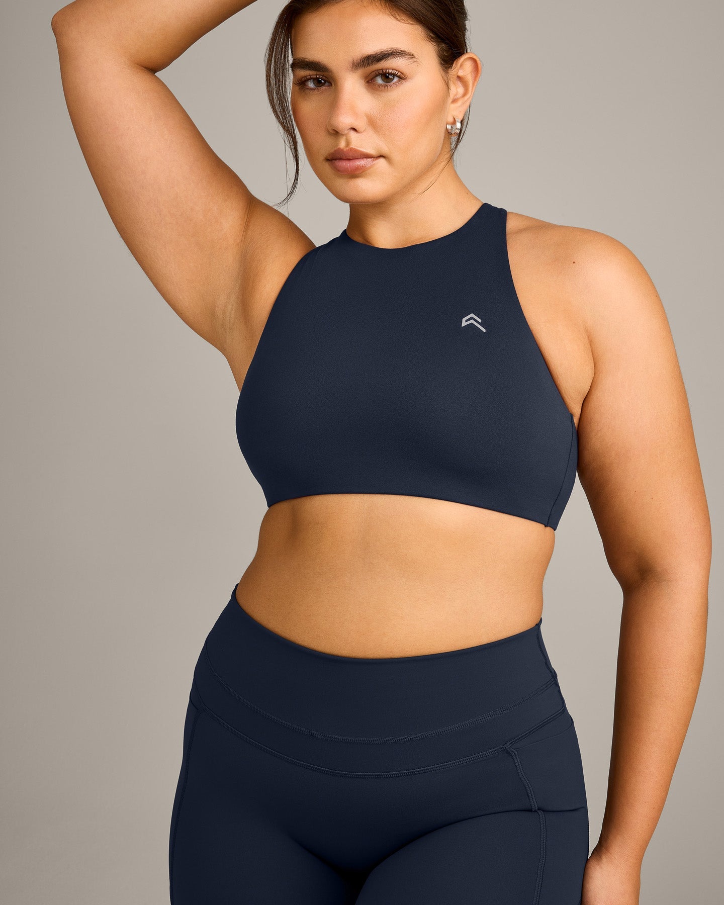 EasyLift High Neck Sports Bra with Grey Logo | True Blue - Image 5
