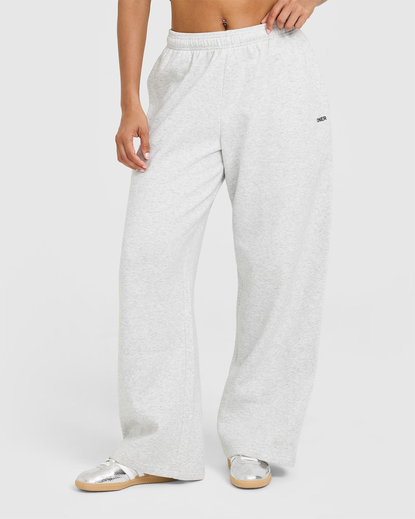 Foundations Oversized Straight Leg Joggers | Light Grey Marl