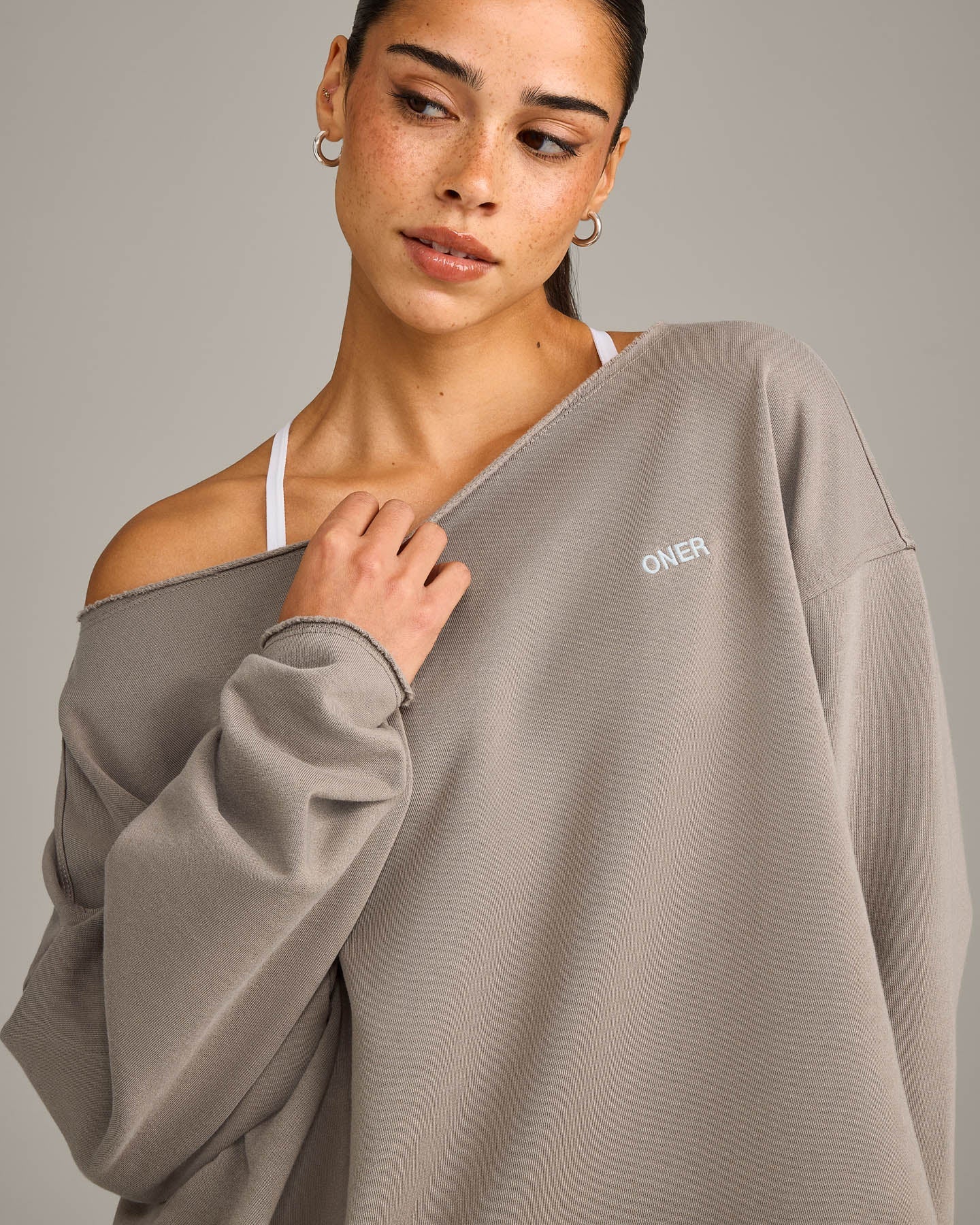 Raw Cut Lounge Off-The-Shoulder Sweatshirt | Washed Minky - Image 2