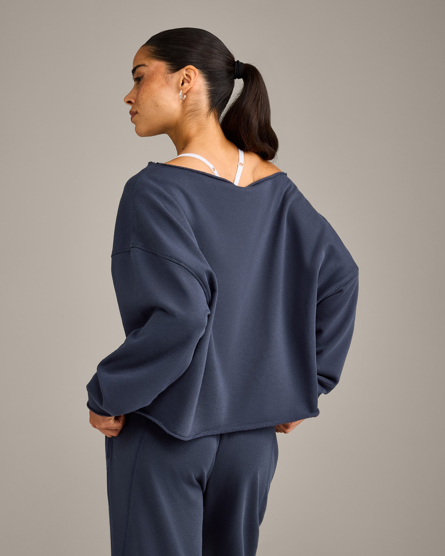 Raw Cut Lounge Off-The-Shoulder Sweatshirt | Washed True Blue - Image 2