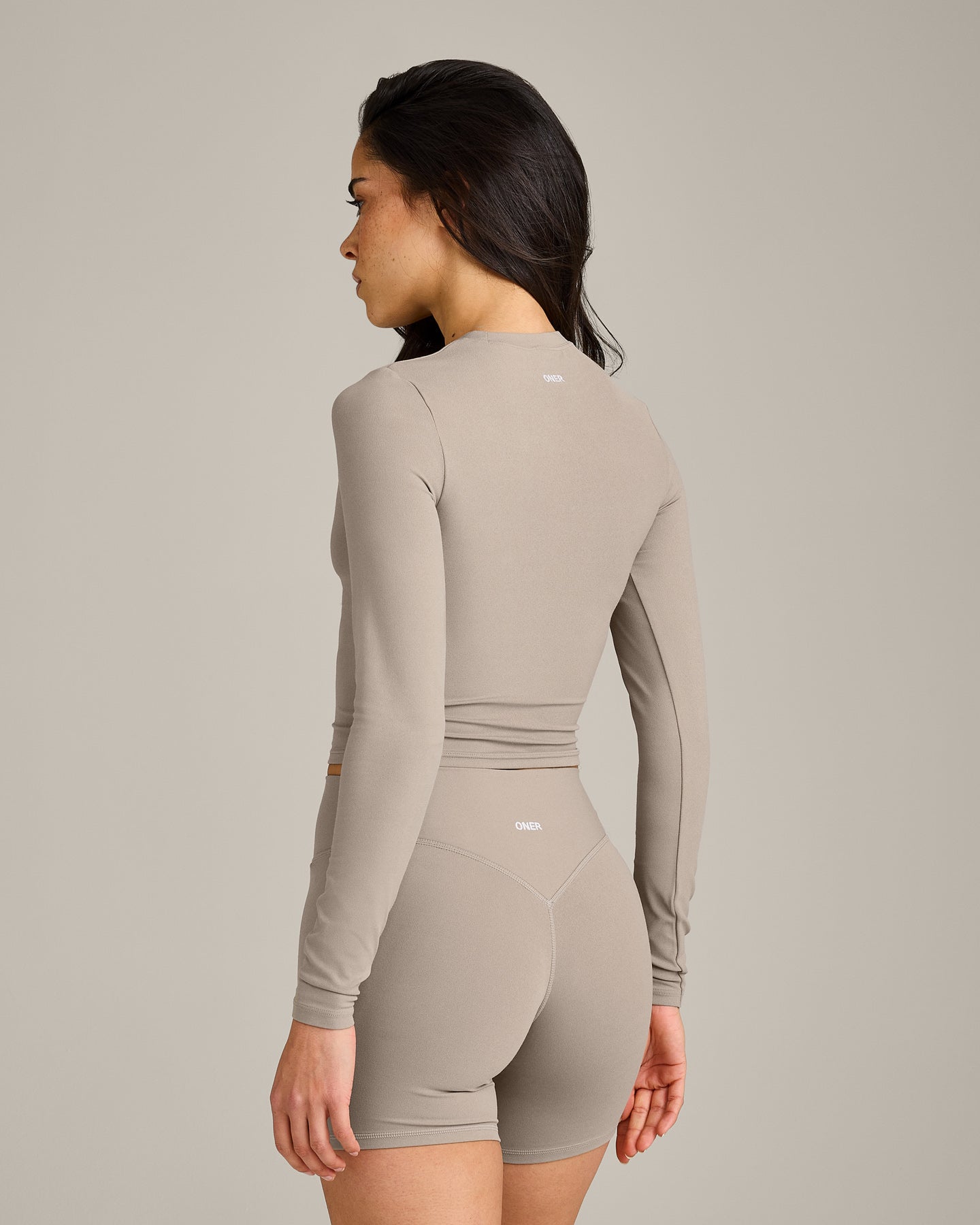 SoftMotion Long Sleeve Mid Top with White Logo | Warm Sand - Image 2