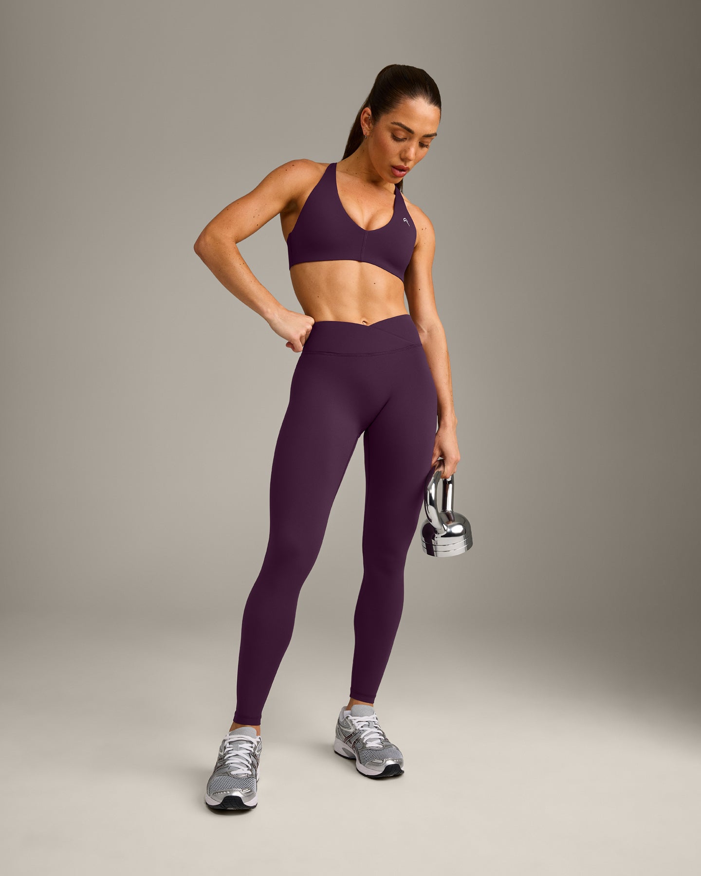 UnifiedMove Wrap Leggings with Reflective Logo | Blackberry Purple - Image 3