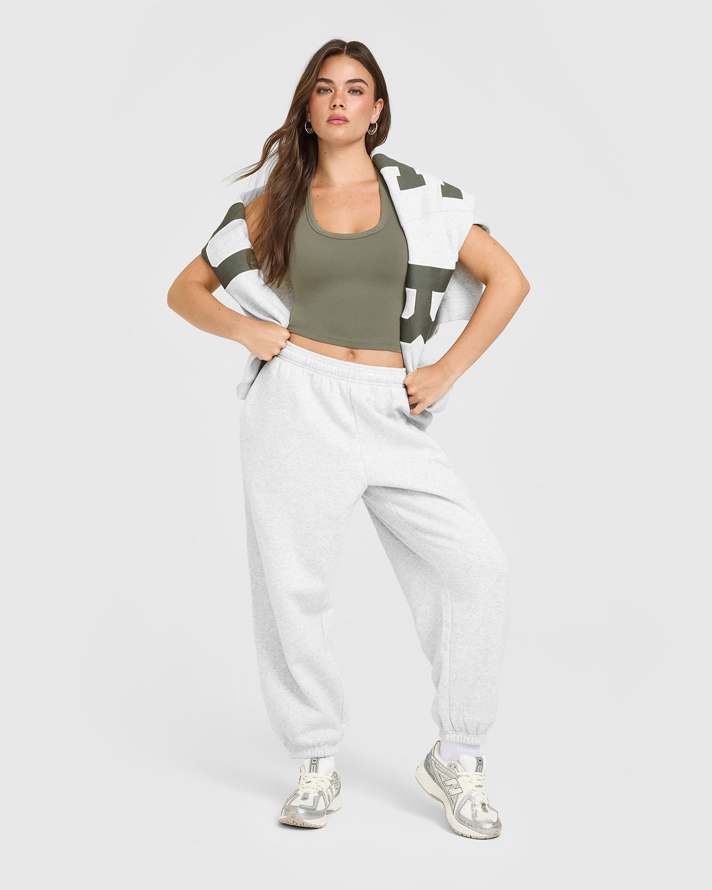 Foundations Oversized Oner Joggers | Light Grey Marl - Image 2