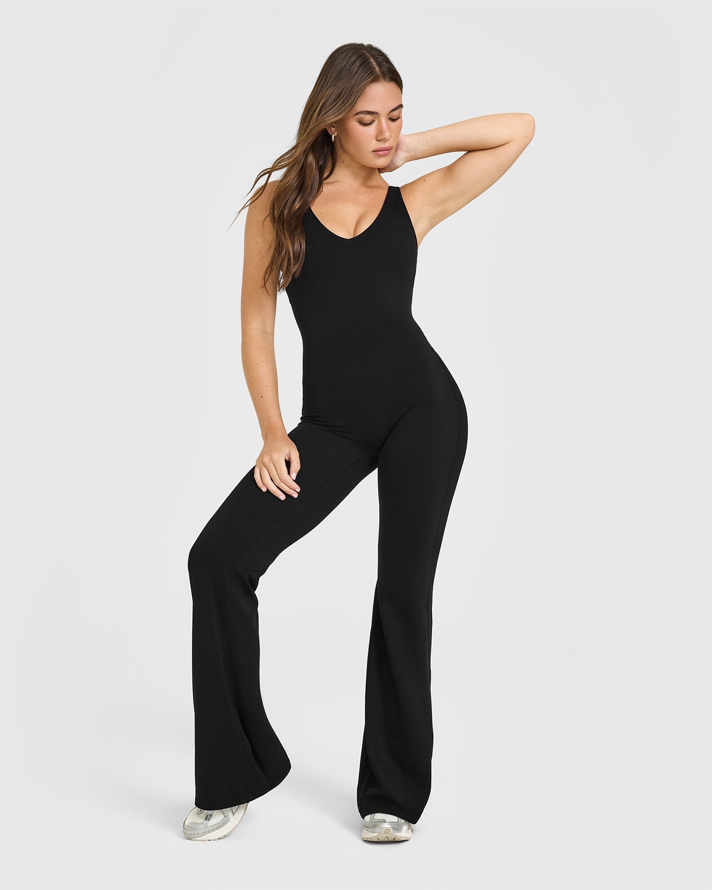 SoftMotion Scoop Back Flared All In One Long with White Logo | Black